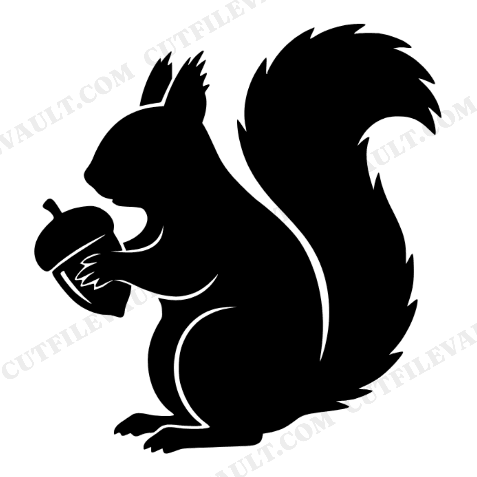 Autumn Squirrel with Acorn SVG PNG, Cottagecore Fall Woodland Silhouette Cut File for Cricut, view 1
