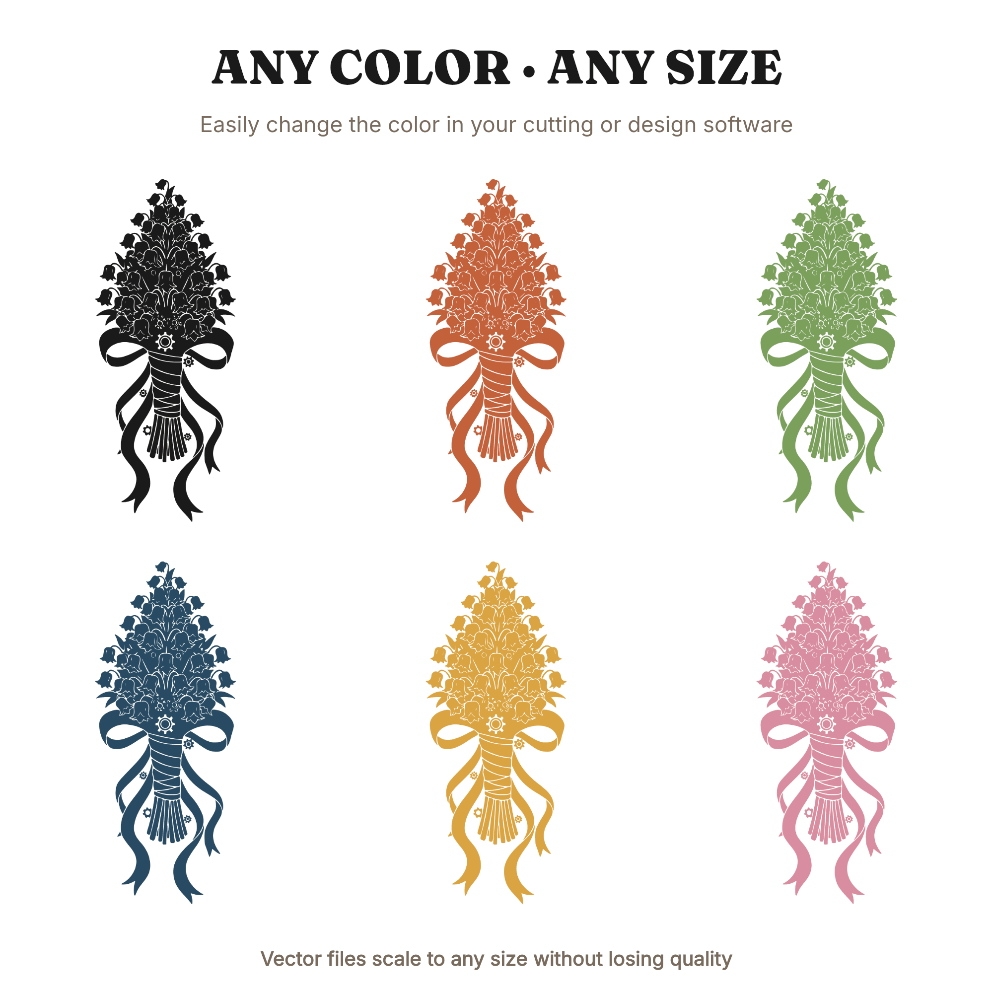 Irish Bells Bridal Bouquet SVG PNG, St Patricks Day Wedding Bouquet Cut File, Vintage Botanical Design, view 2