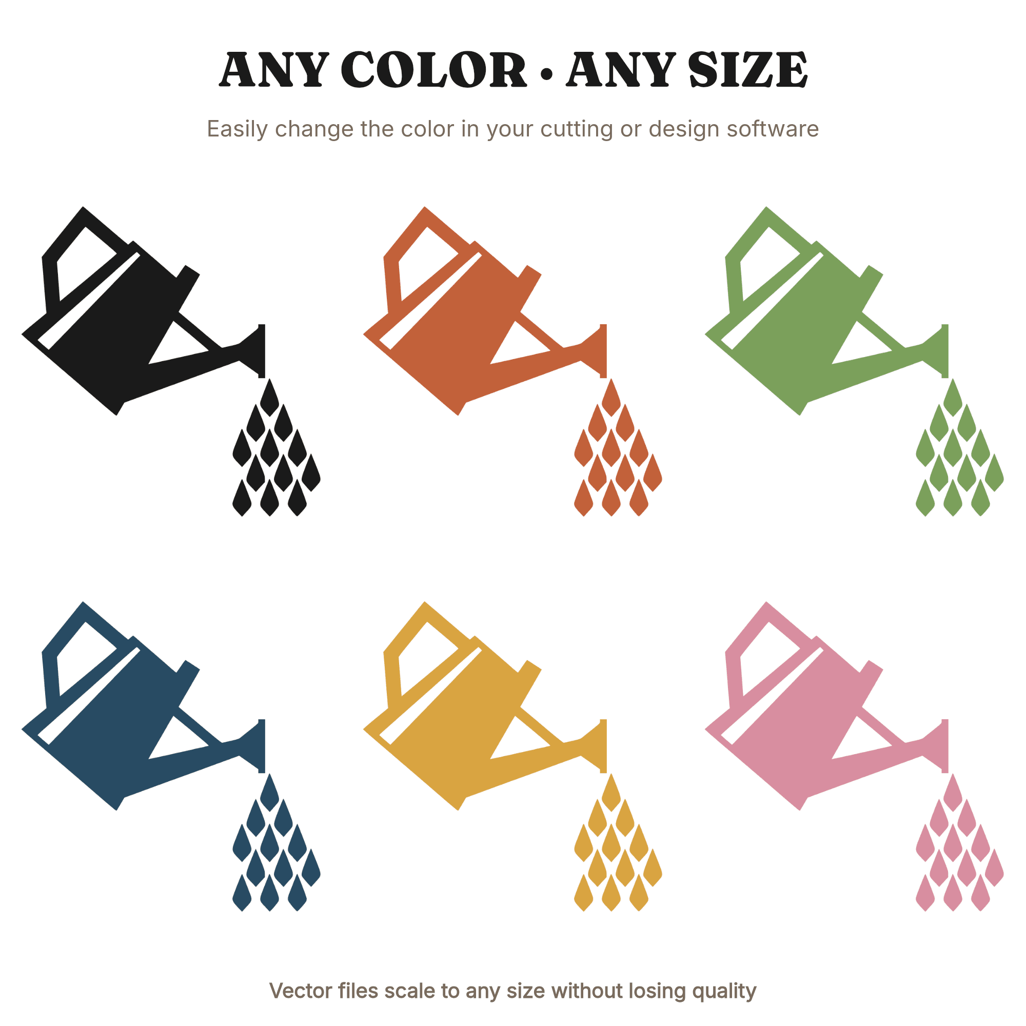 Art Deco Watering Can SVG PNG, Geometric Garden Cut File, Farmhouse Cottage Kitchen Decor, view 2
