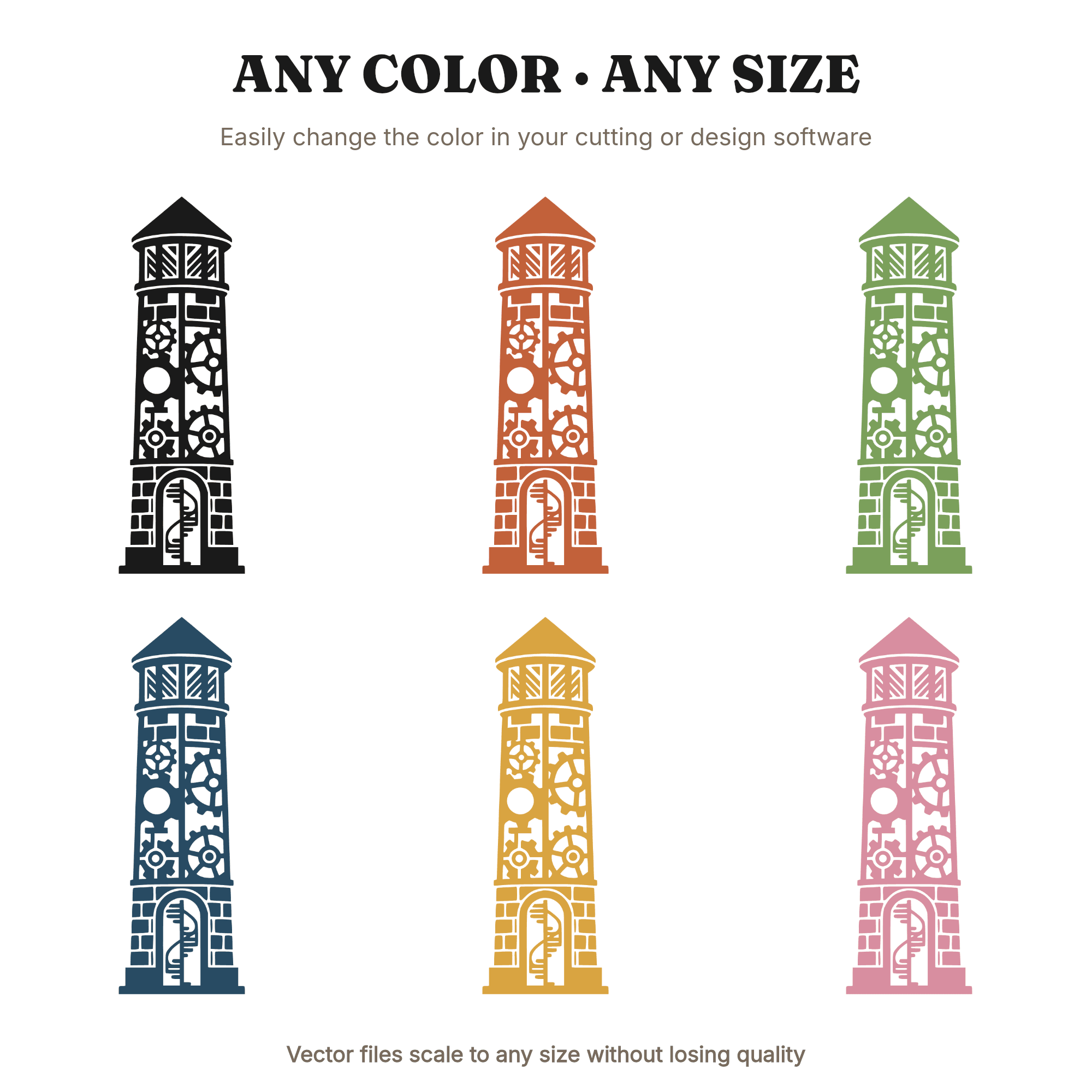 Celtic Round Tower SVG, Steampunk Irish Tower PNG, Art Deco St Patricks Day Cut File, view 2