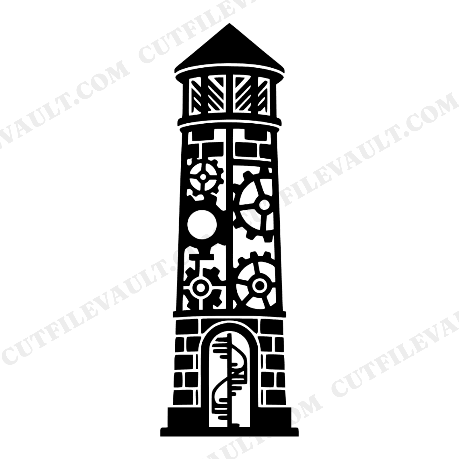 Celtic Round Tower SVG, Steampunk Irish Tower PNG, Art Deco St Patricks Day Cut File, view 1