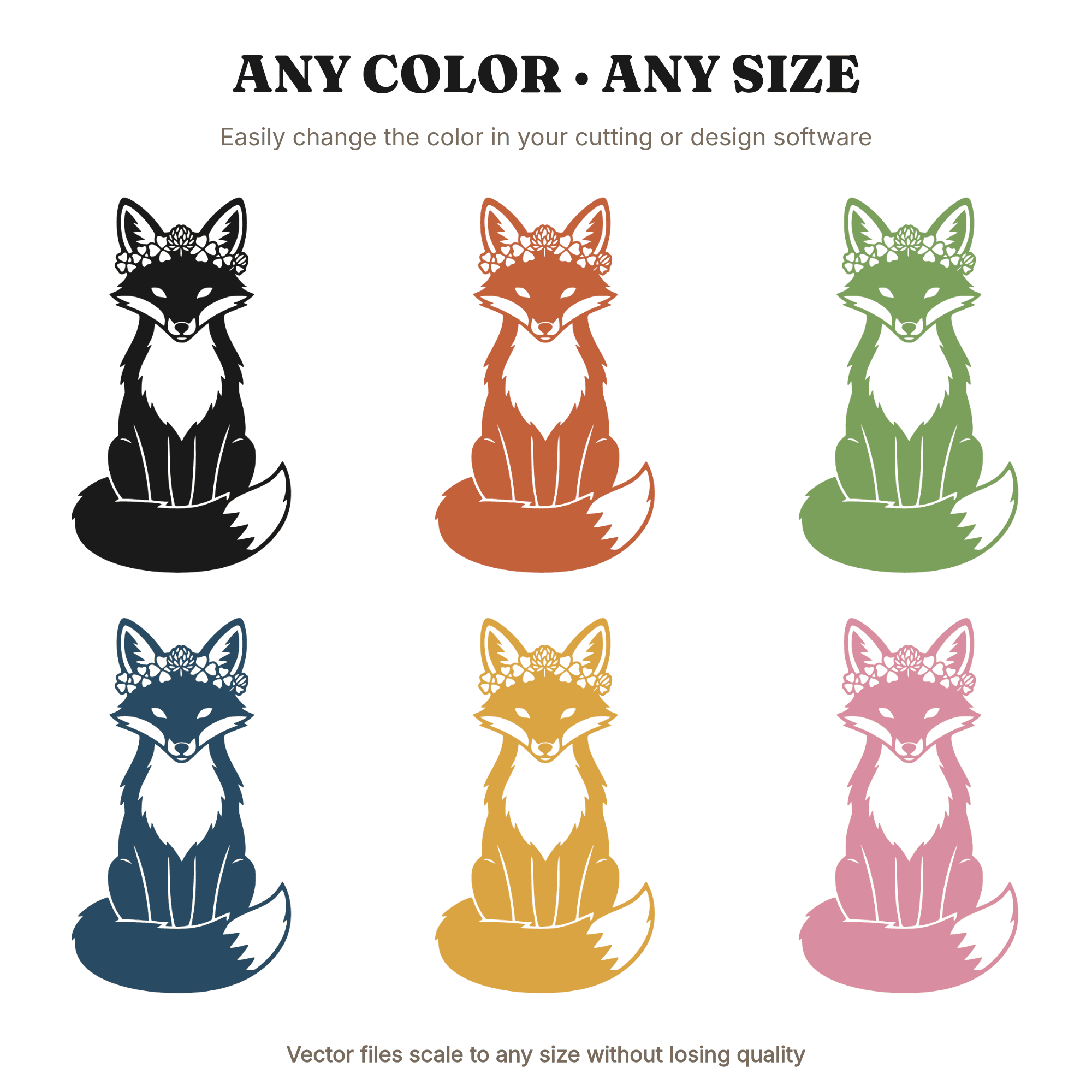 St Patricks Day Fox SVG, Shamrock Crown Woodland Animal PNG, Cottagecore Fox Silhouette Cut File, view 2