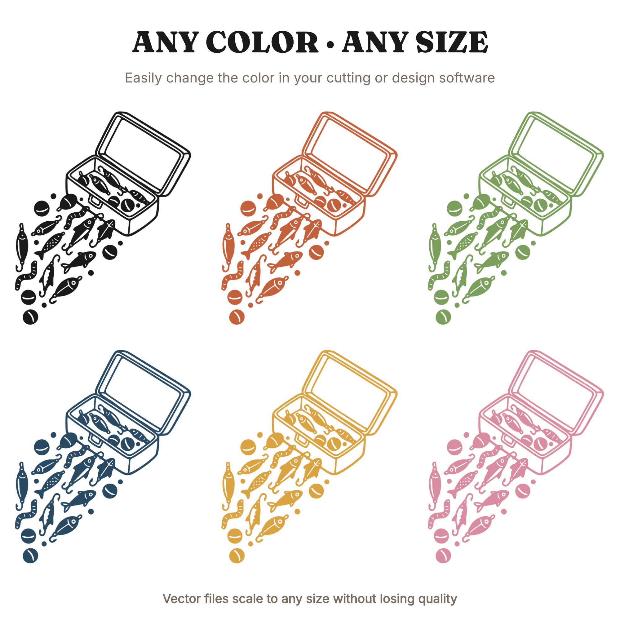 Fishing Tackle Box SVG, Lures Tumbling Out PNG, Back to School Outdoors Cut File for Cricut, view 2