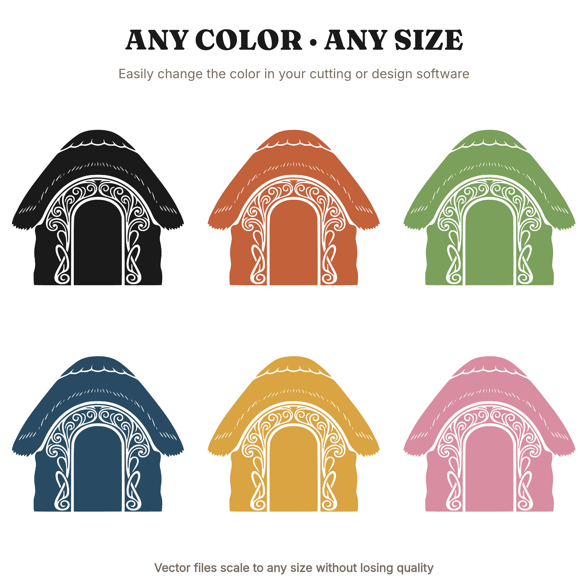 Irish Cottage Doorway SVG PNG, Thatched Arch Silhouette, St Patricks Day Decor Cut File, view 2