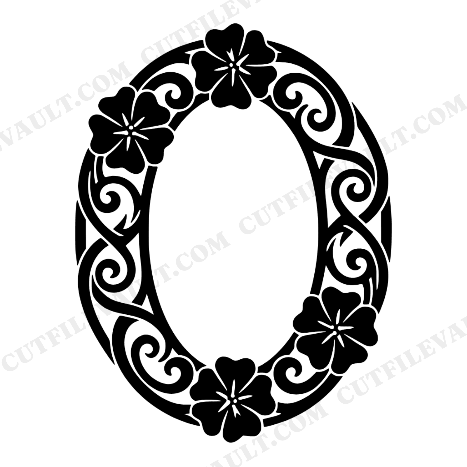 Celtic Primrose Stained Glass Oval Wreath SVG PNG, St Patrick's Day Irish Floral Cut File, view 1