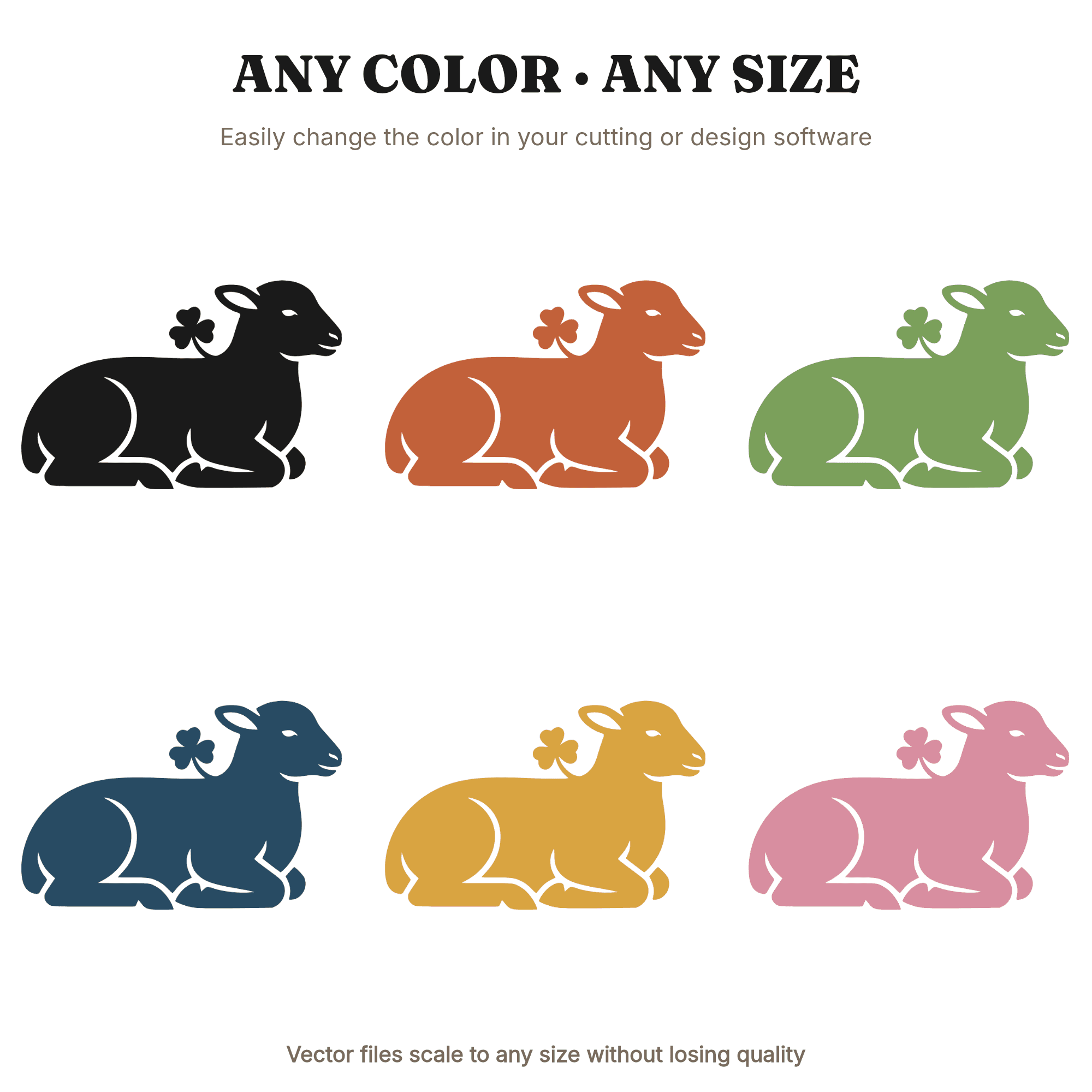 St Patricks Day Lamb SVG, Resting Sheep Silhouette PNG, Shamrock Lamb Cut File, Irish Spring Decor, view 2