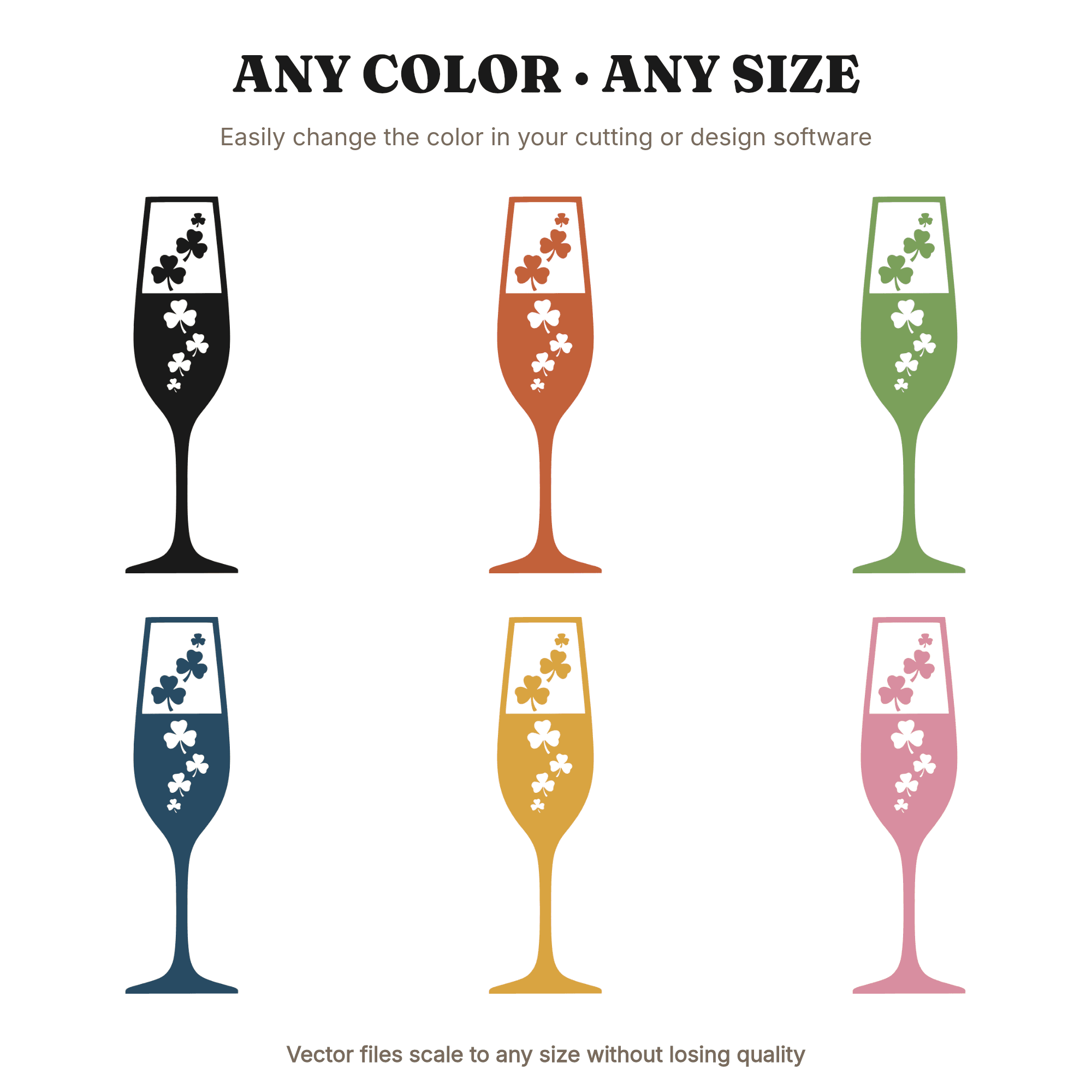St Patricks Day Champagne Flute SVG PNG, Shamrock Bubbles Cut File, Irish Wedding Toast Design, view 2
