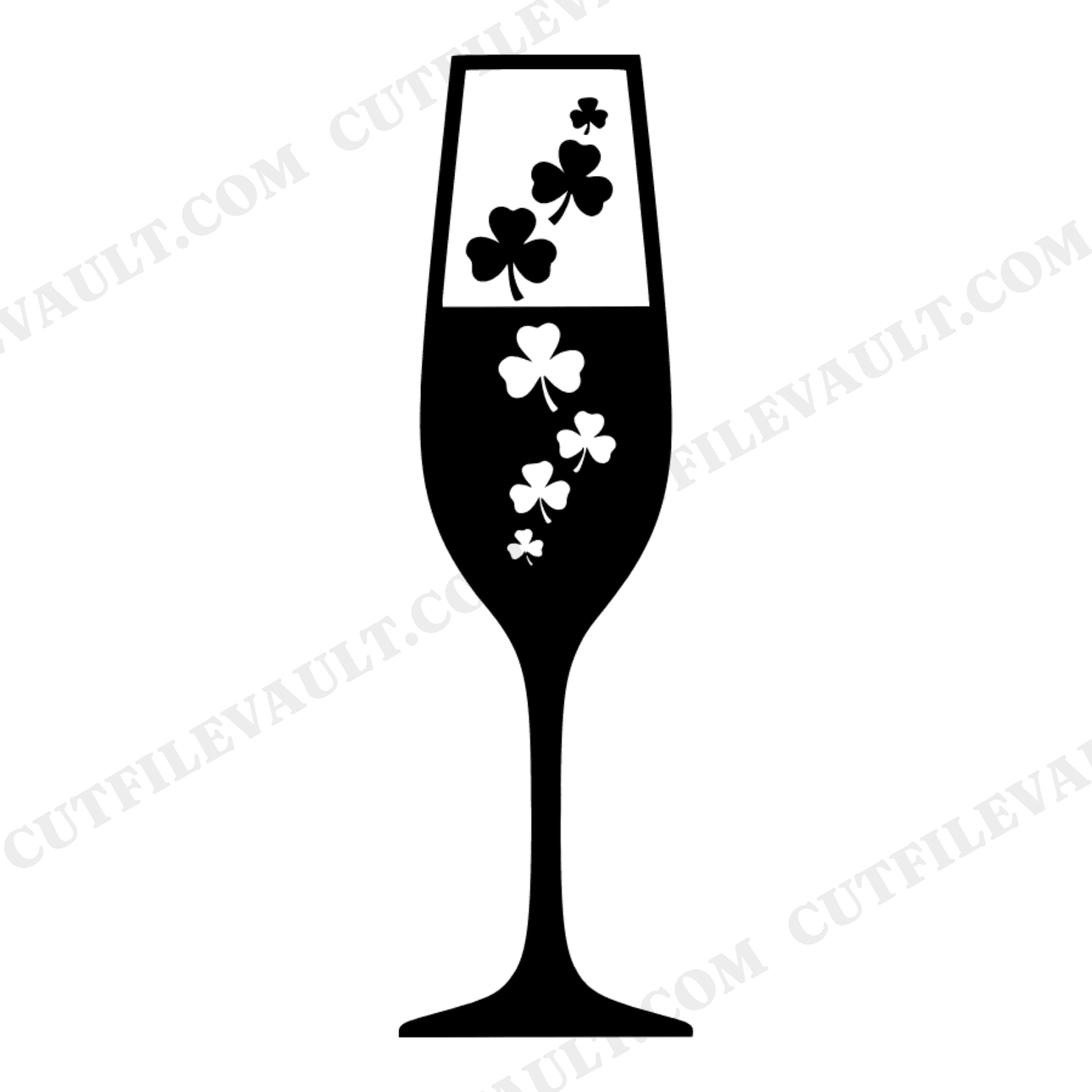 St Patricks Day Champagne Flute SVG PNG, Shamrock Bubbles Cut File, Irish Wedding Toast Design, view 1