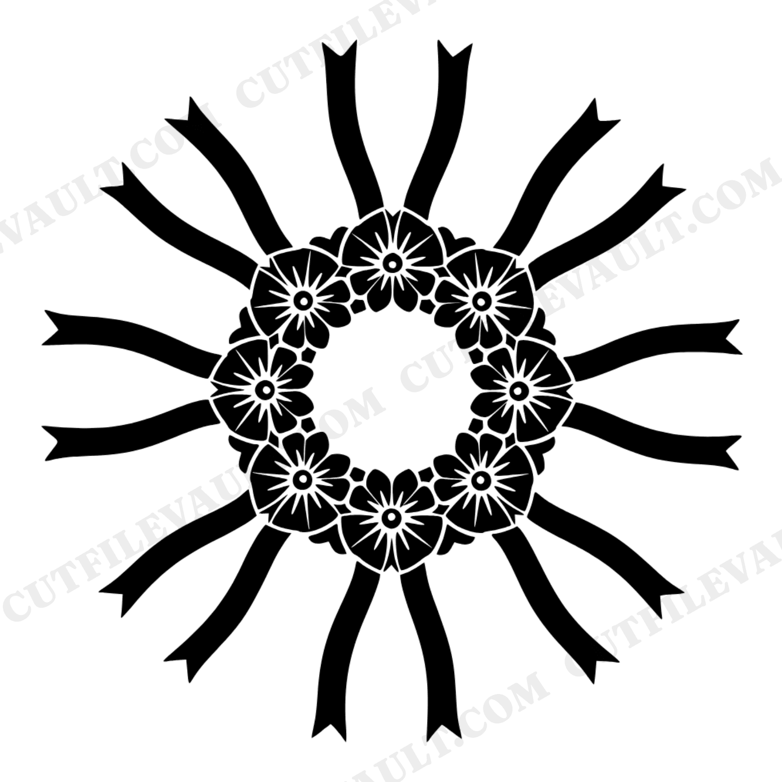 Art Deco Bridal Bouquet SVG, Overhead Compass Rose Wedding Monogram Frame PNG, Geometric Floral Cut File, view 1