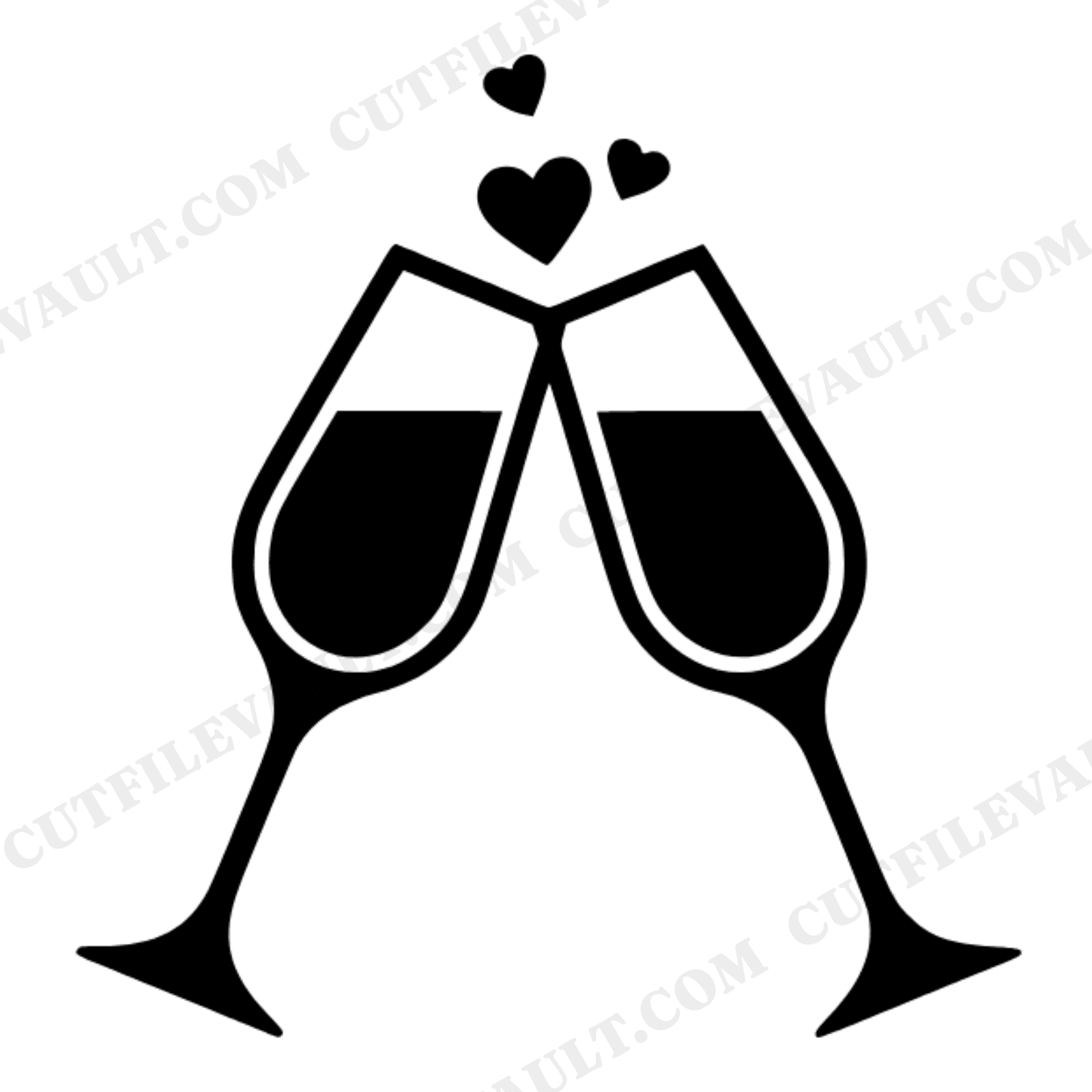 Vintage Champagne Toast SVG PNG Art Deco Wedding Silhouette Cut File Retro Bridal Shower, view 1