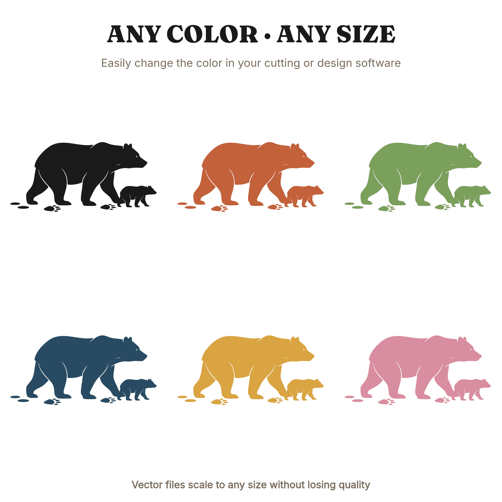 Mama Bear and Cub SVG PNG, Labor Day Silhouette, Boho Nursery Cut File, Mother's Day Design, view 2