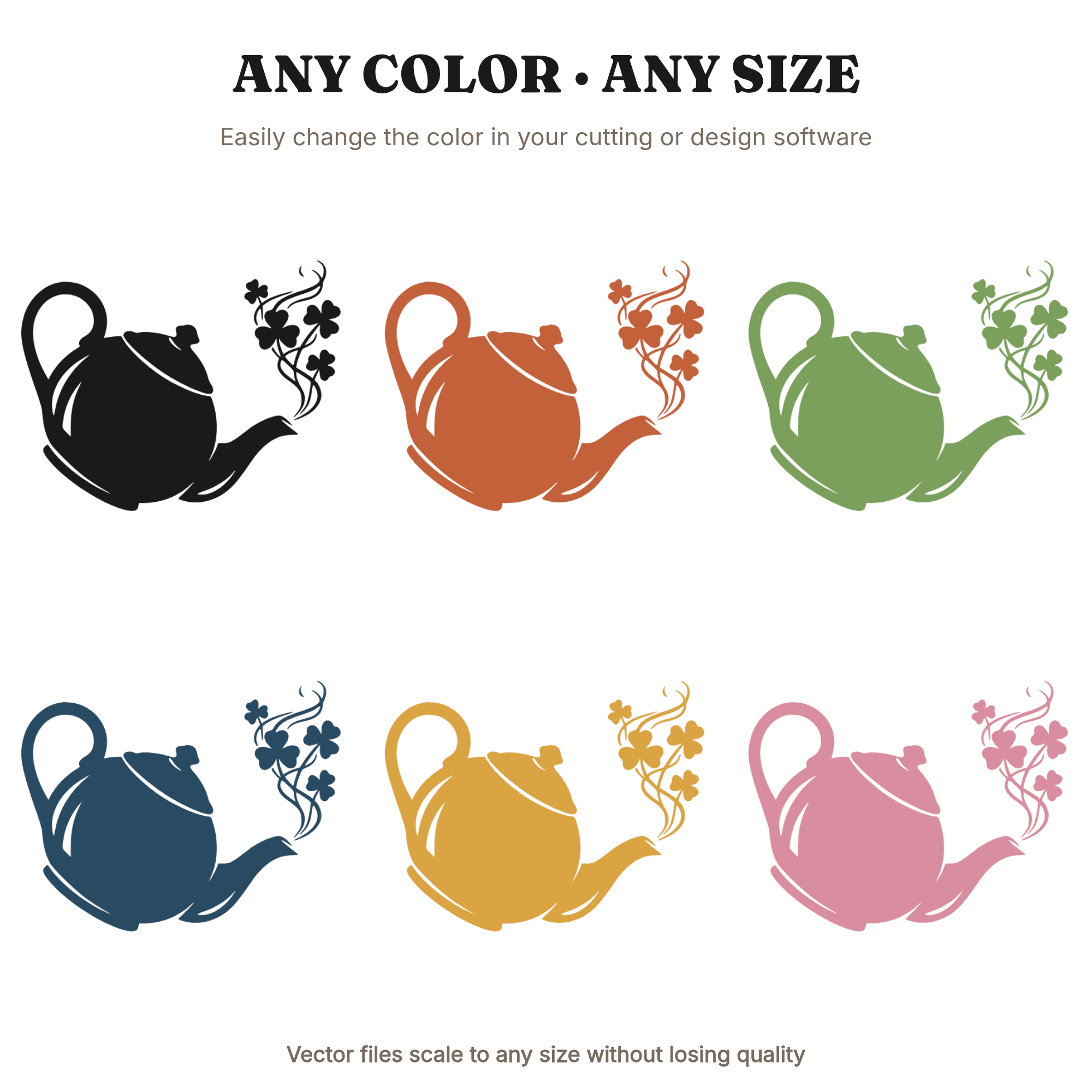 Celestial Irish Teapot SVG, Shamrock Steam PNG, St Patricks Day Kitchen Wall Art Cut File, view 2