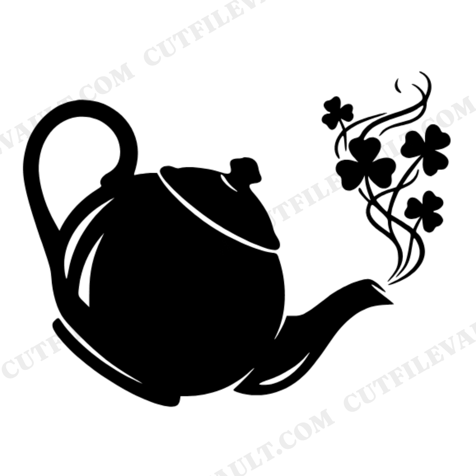 Celestial Irish Teapot SVG, Shamrock Steam PNG, St Patricks Day Kitchen Wall Art Cut File, view 1