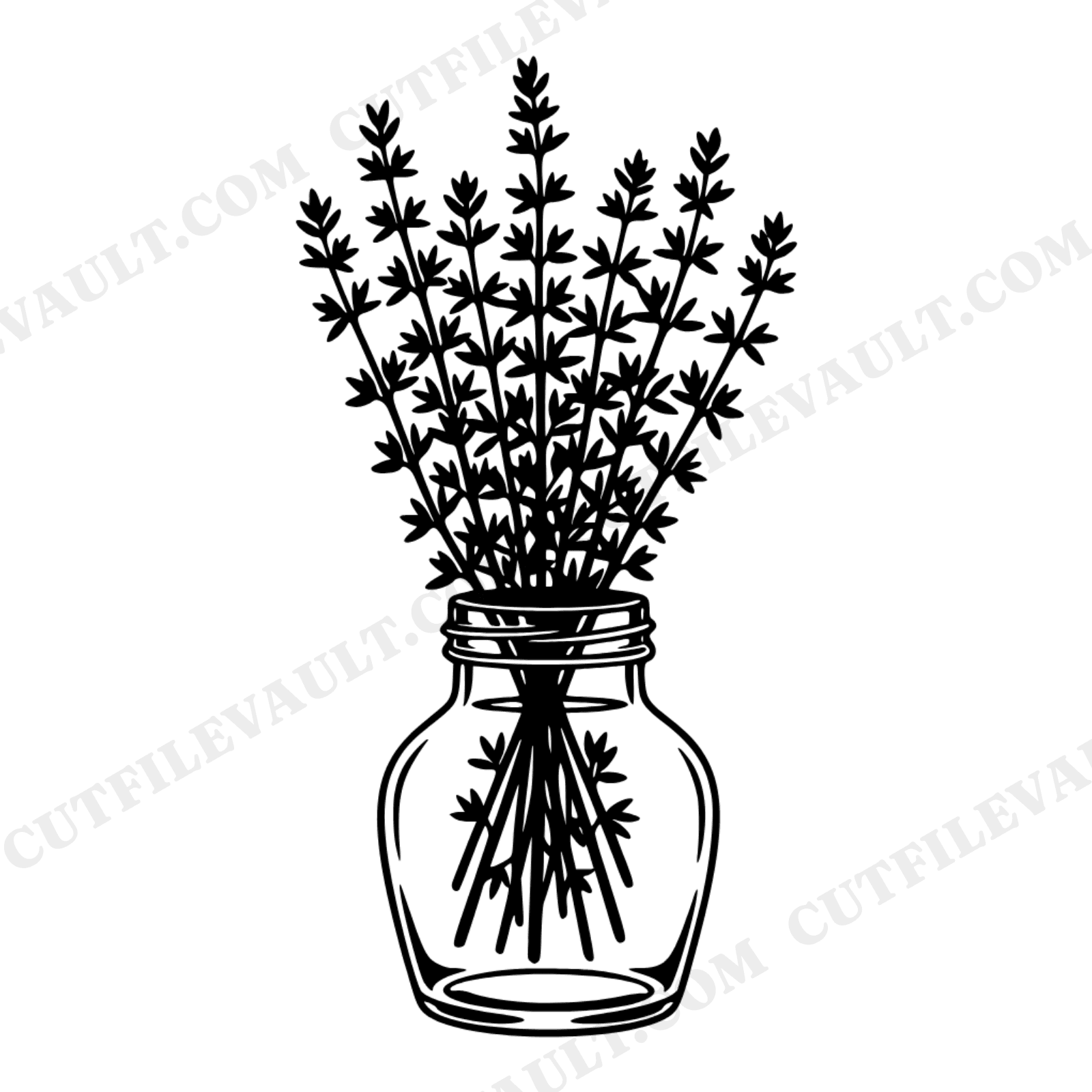 Thyme Apothecary Jar SVG, Cottagecore Herb Garden PNG, Kitchen Witch Botanical Cut File, view 1