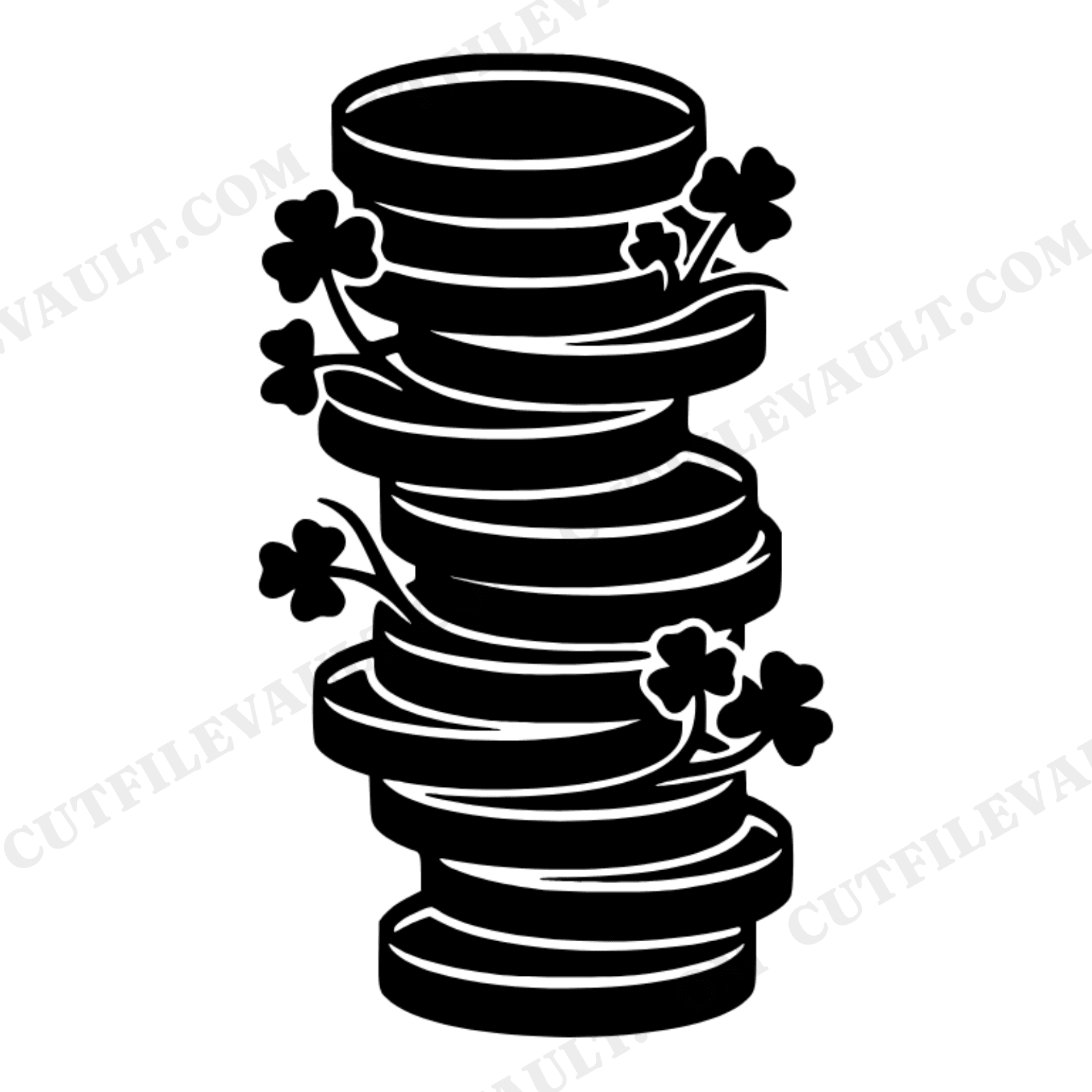 St Patrick's Day Lucky Coin Tower SVG PNG, Retro 70s Shamrock Stack Cut File, Irish Party Decor, view 1