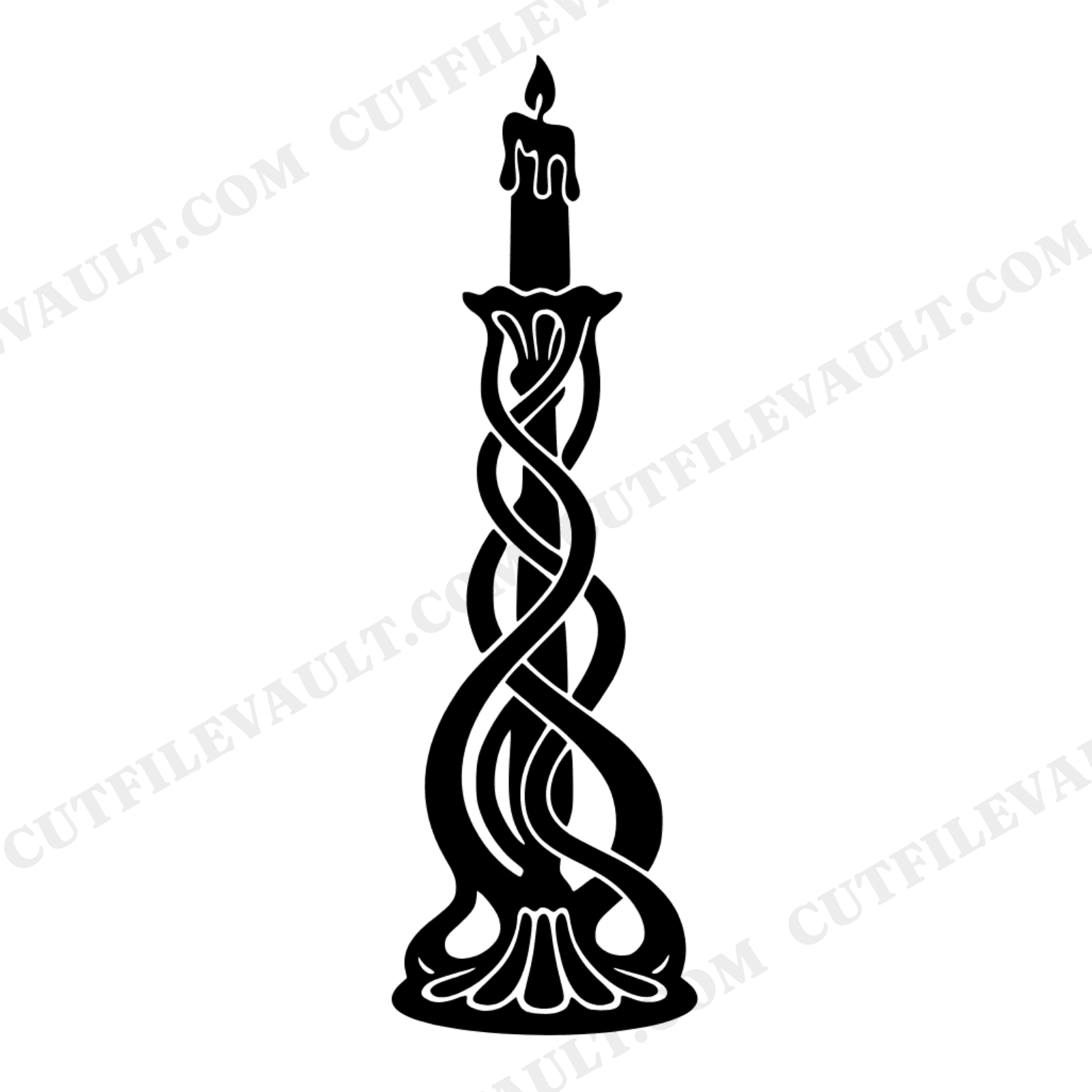 Gothic Candlestick SVG PNG, Retro 70s Melting Candle with Wax Drips, Halloween Spooky Wall Decor Cut File, view 1