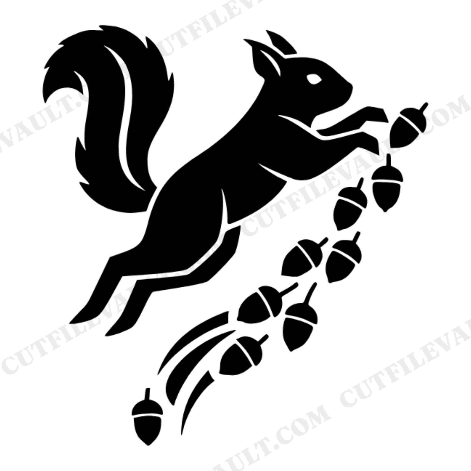 Art Deco Squirrel SVG, Geometric Fall Acorn PNG, Autumn Harvest Cut File for Cricut, view 1