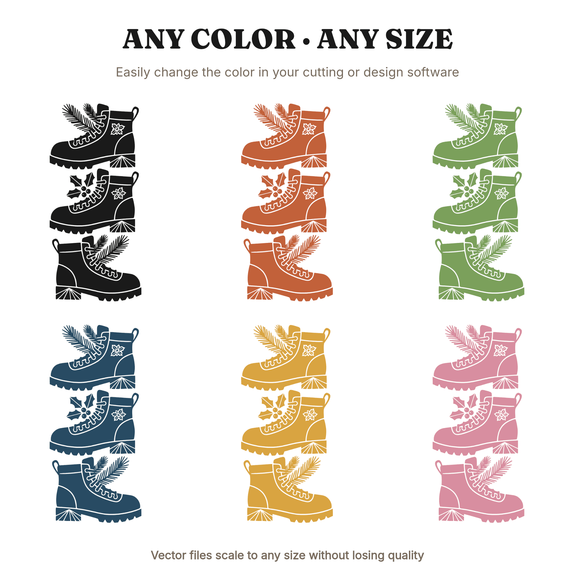 Art Deco Christmas Hiking Boots SVG PNG, Geometric Holiday Adventure Cut File, Festive Outdoor Design, view 2