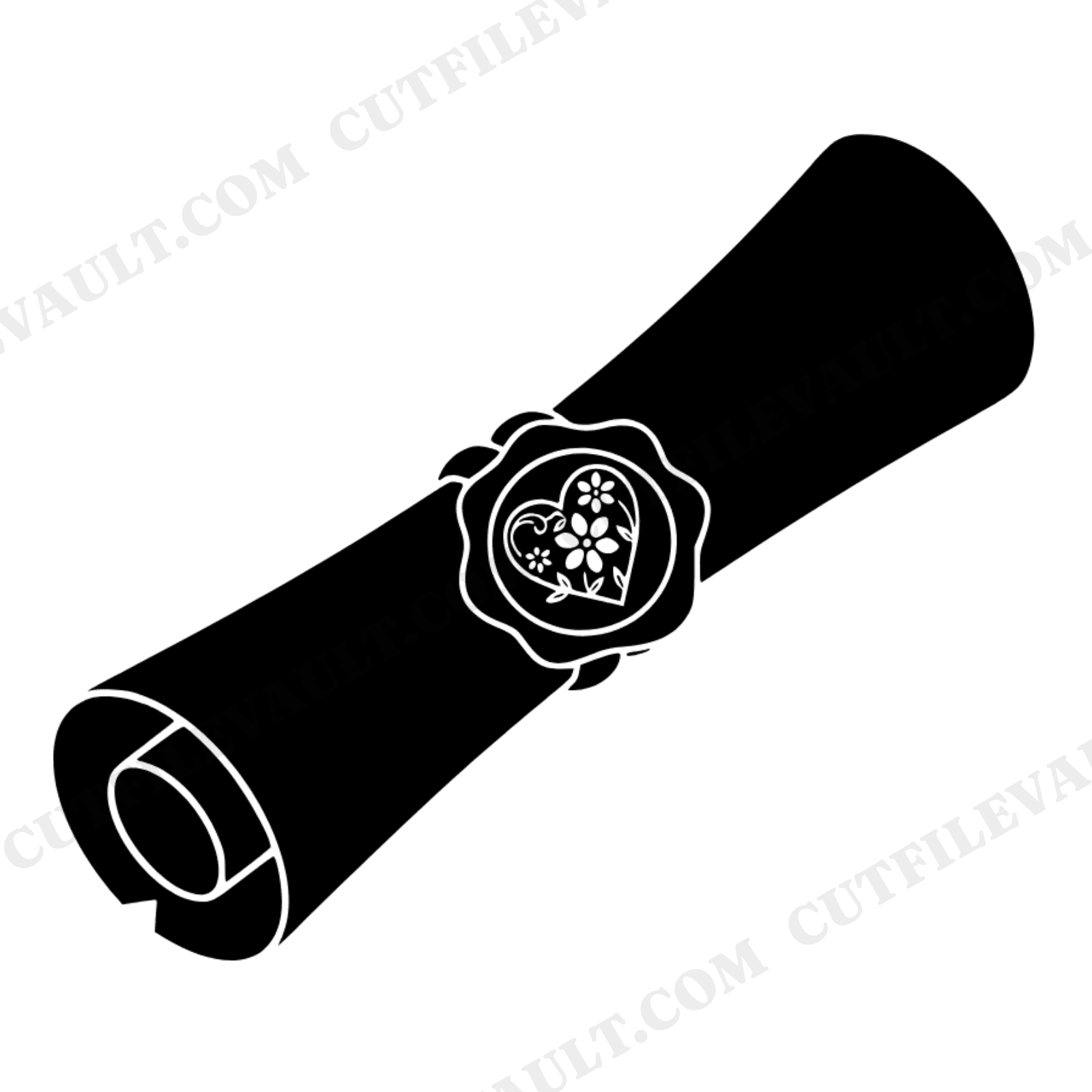 Vintage Love Letter Scroll SVG PNG, Wax Seal Heart Stamp, Valentine's Day Cut File, Wedding Invite, view 1