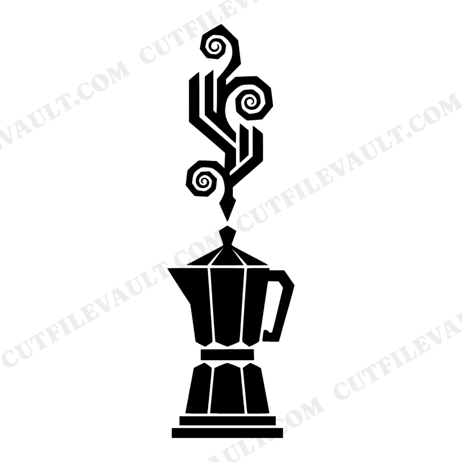 Art Deco Coffee Percolator SVG PNG, Vintage Coffee Pot with Steam Swirls Cut File for Cricut, view 1