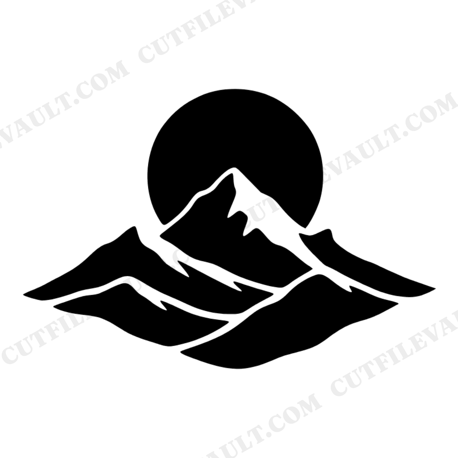 Boho Heart Sun Mountain SVG PNG, Valentine's Day Layered Ridge Scene Cut File for Cricut, view 1