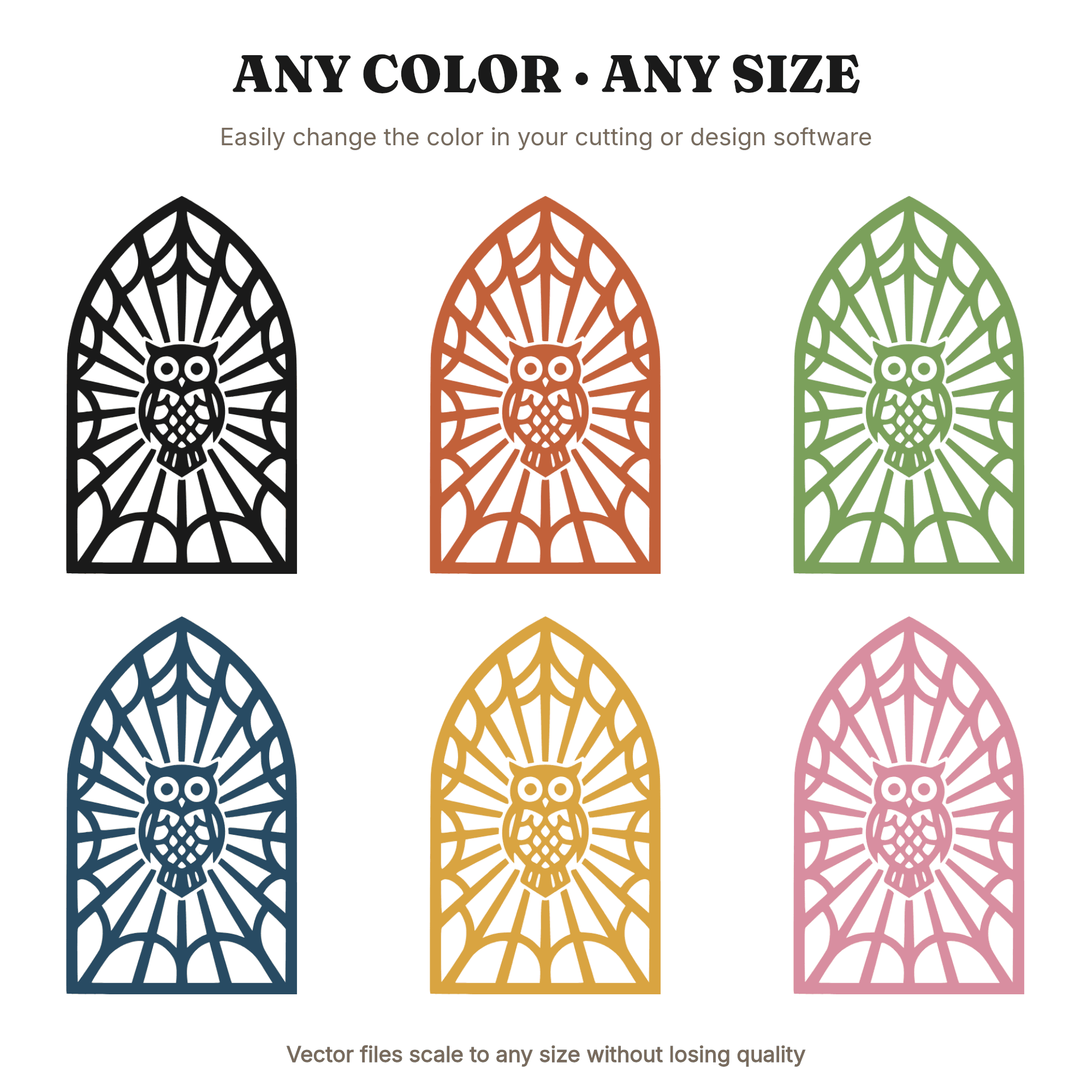 Christmas Owl Stained Glass Window SVG PNG, Holiday Silhouette Cut File, Layered Vinyl Design, view 2