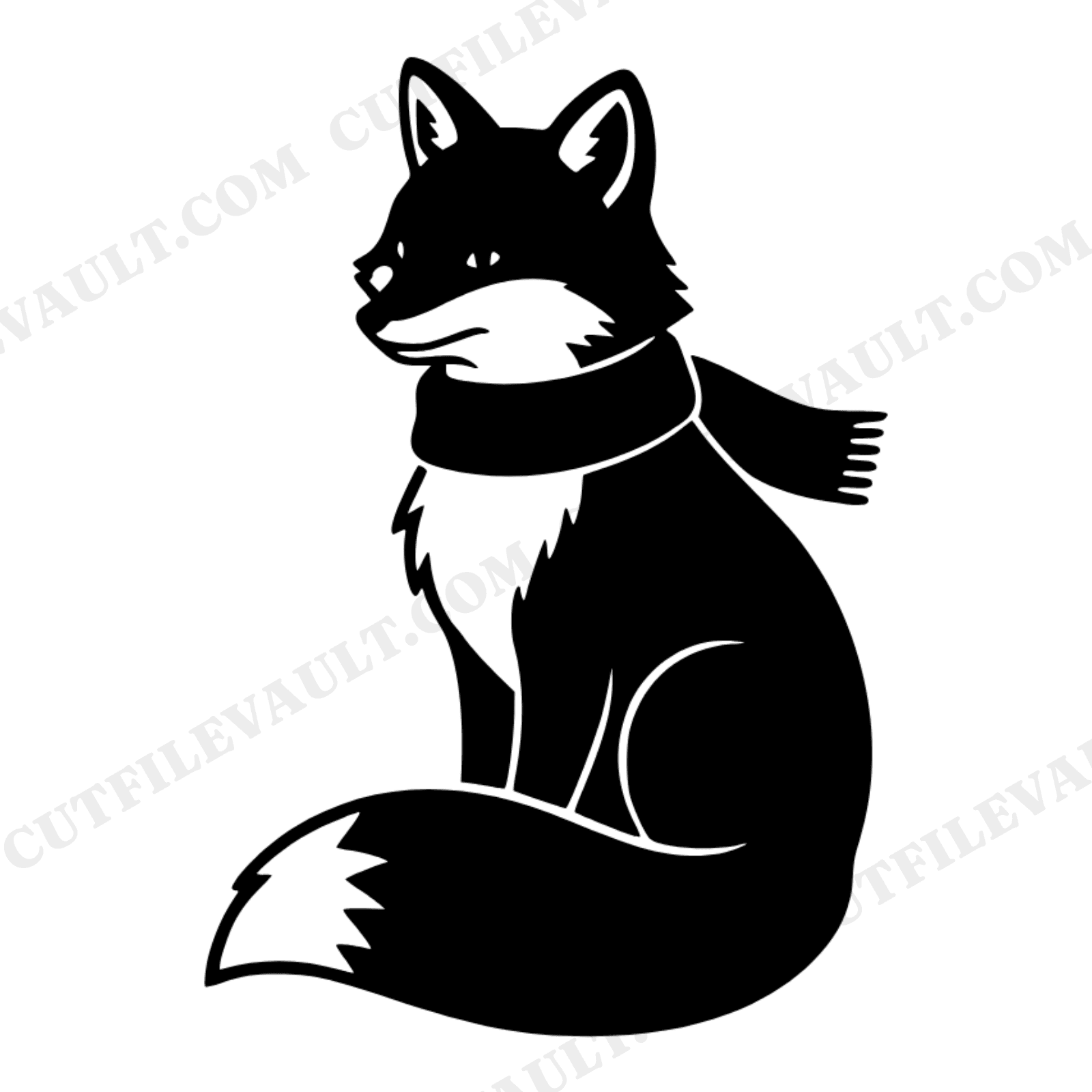 Christmas Fox SVG, Scandinavian Woodland Animal PNG, Winter Fox with Scarf Cut File for Cricut, view 1