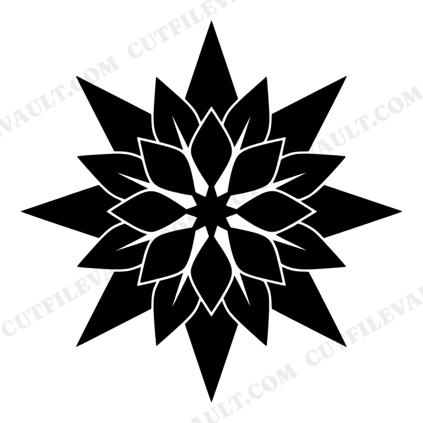 Poinsettia Overhead Botanical Compass SVG PNG, Scandinavian Line Art Christmas Flower Cut File, view 1