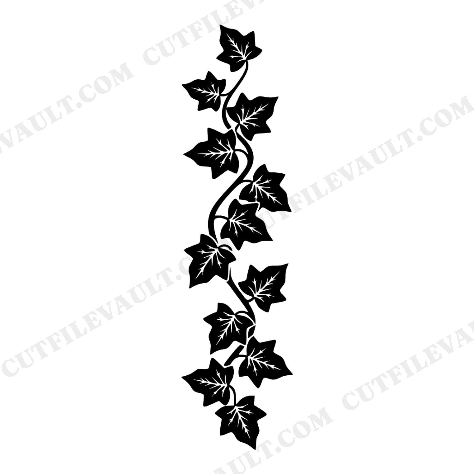 Art Deco Christmas Ivy Helix SVG PNG, Geometric Spiral Vine Silhouette Cut File for Cricut, view 1