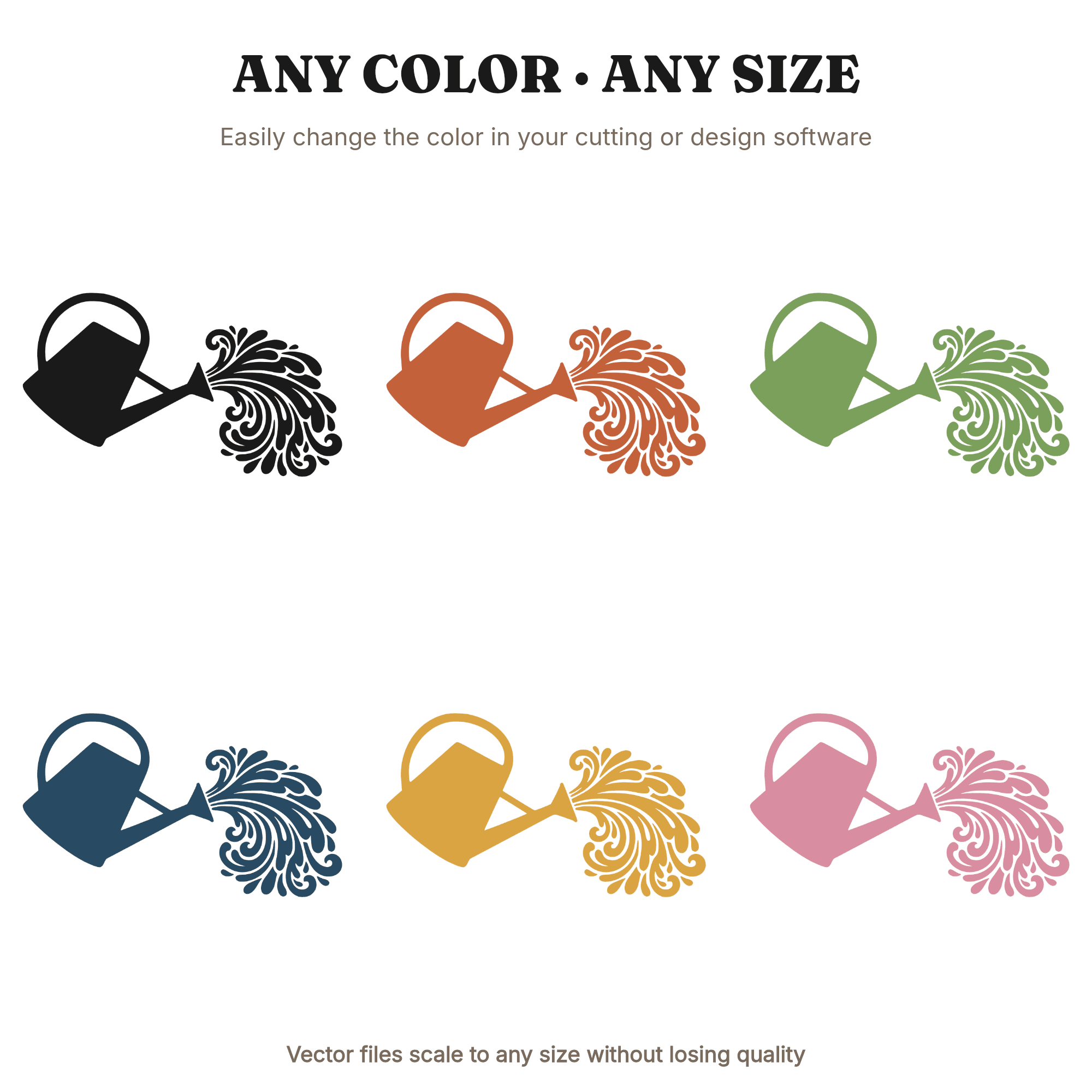 Labor Day Watering Can SVG PNG, Art Nouveau Garden Waves Cut File, End of Summer Harvest Design, view 2