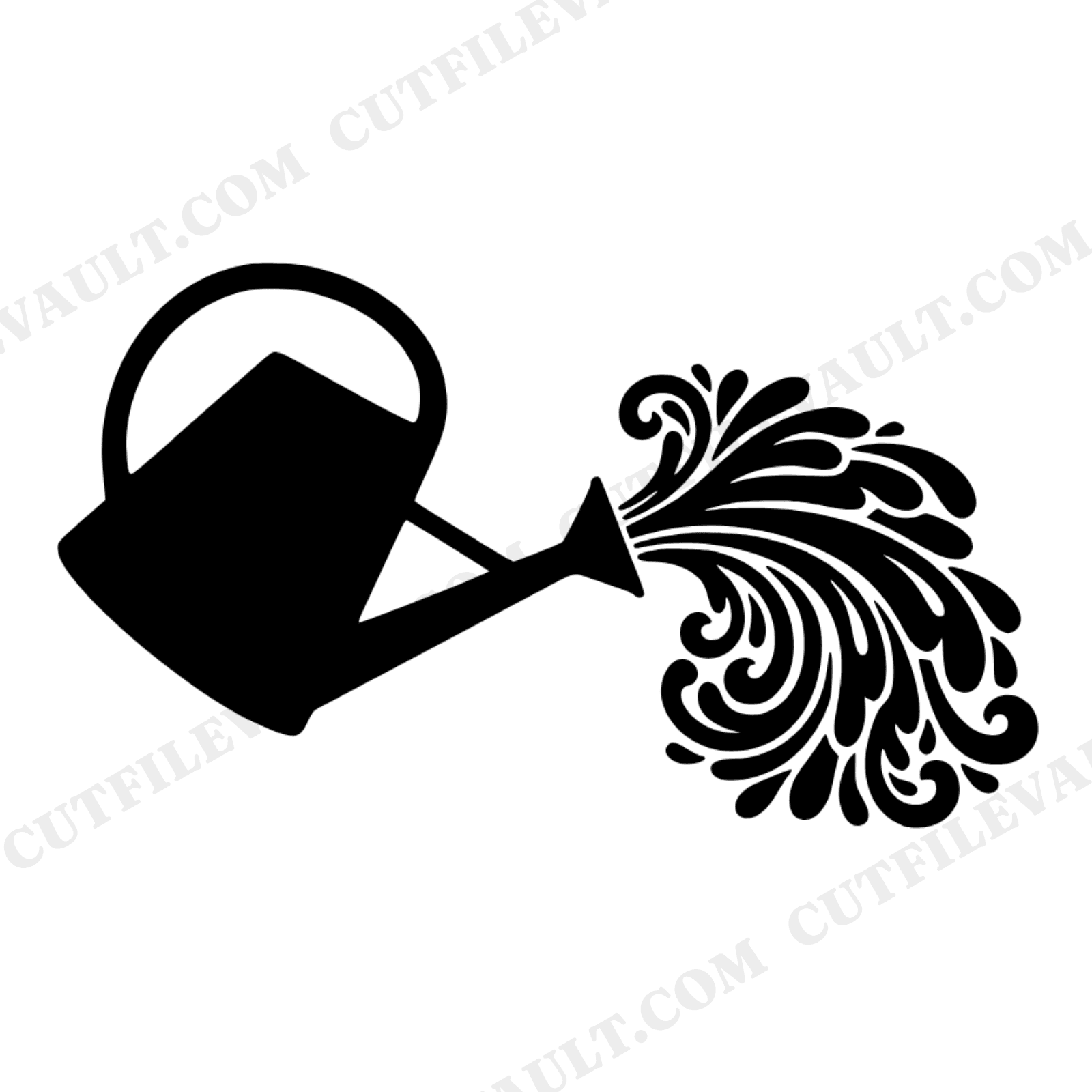Labor Day Watering Can SVG PNG, Art Nouveau Garden Waves Cut File, End of Summer Harvest Design, view 1