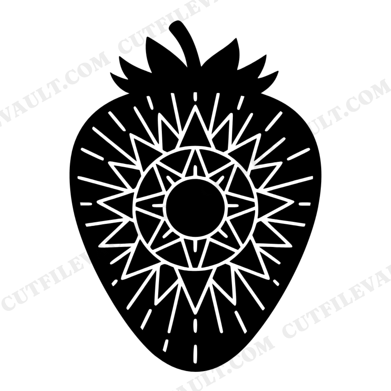 Art Deco Strawberry Mandala SVG PNG, Geometric Kitchen Wall Art Cut File, Farmhouse Decor Vinyl, view 1