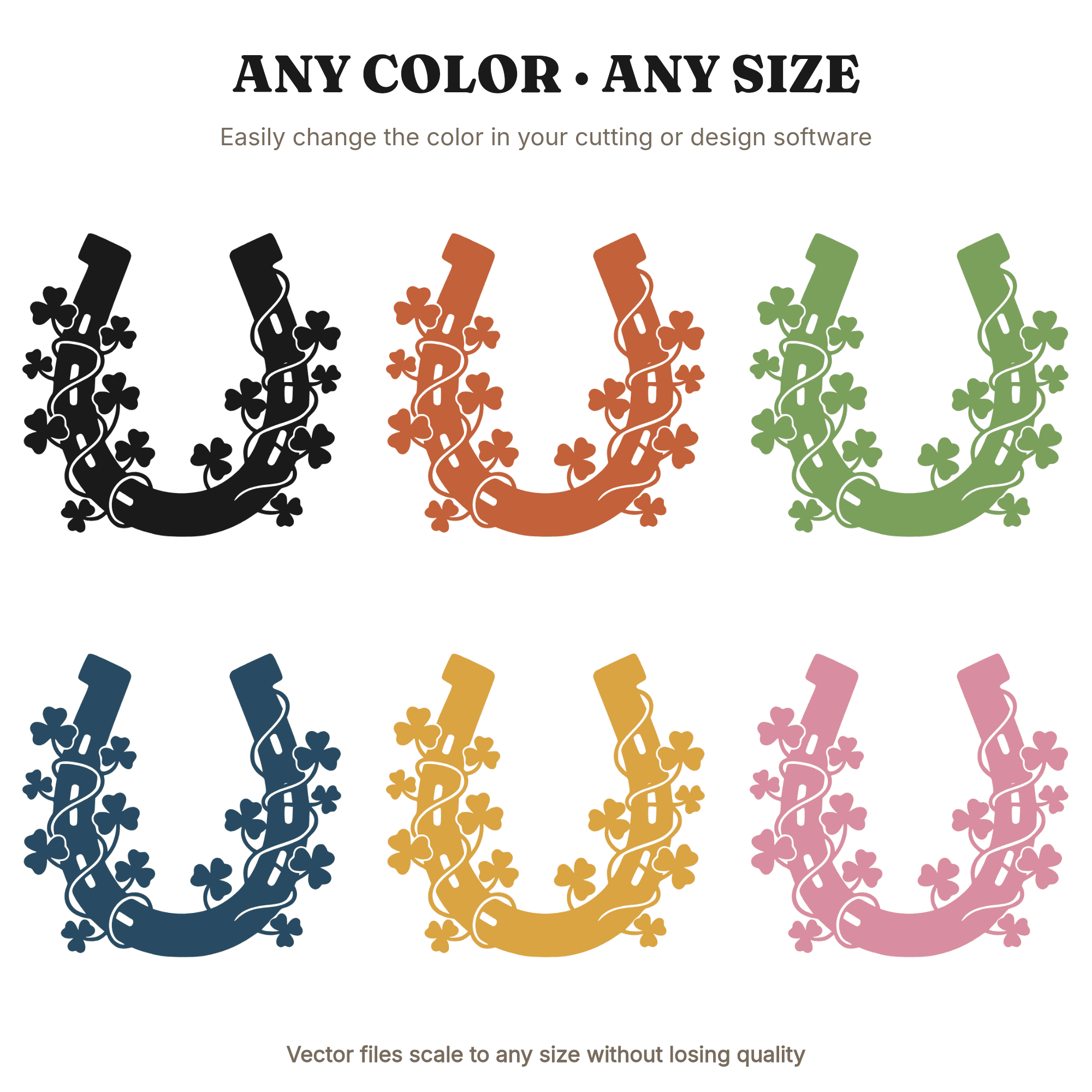 Celestial Horseshoe with Clover Vine SVG PNG, St Patrick's Day Farmhouse Wall Art Cut File, view 2