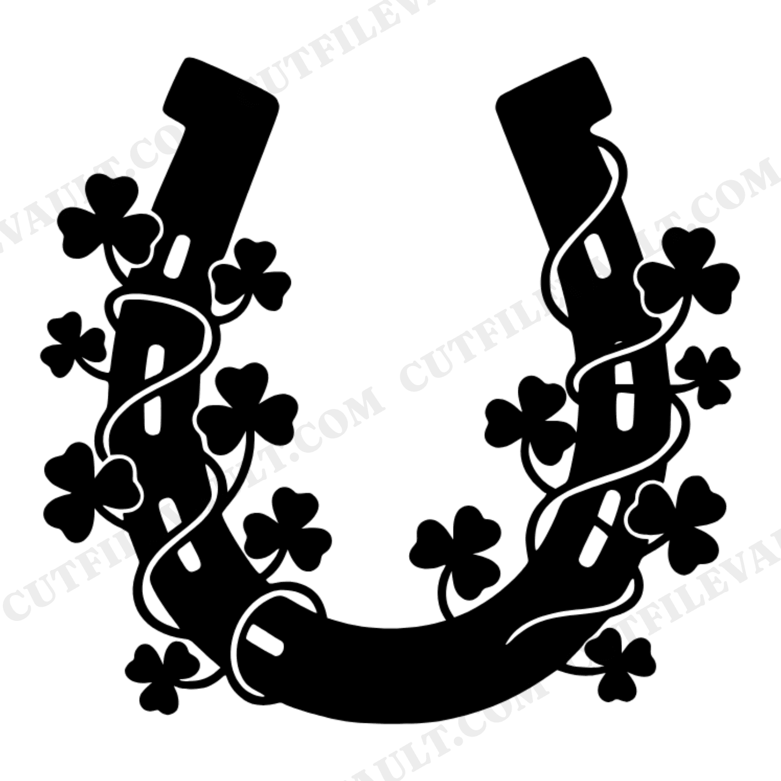 Celestial Horseshoe with Clover Vine SVG PNG, St Patrick's Day Farmhouse Wall Art Cut File, view 1
