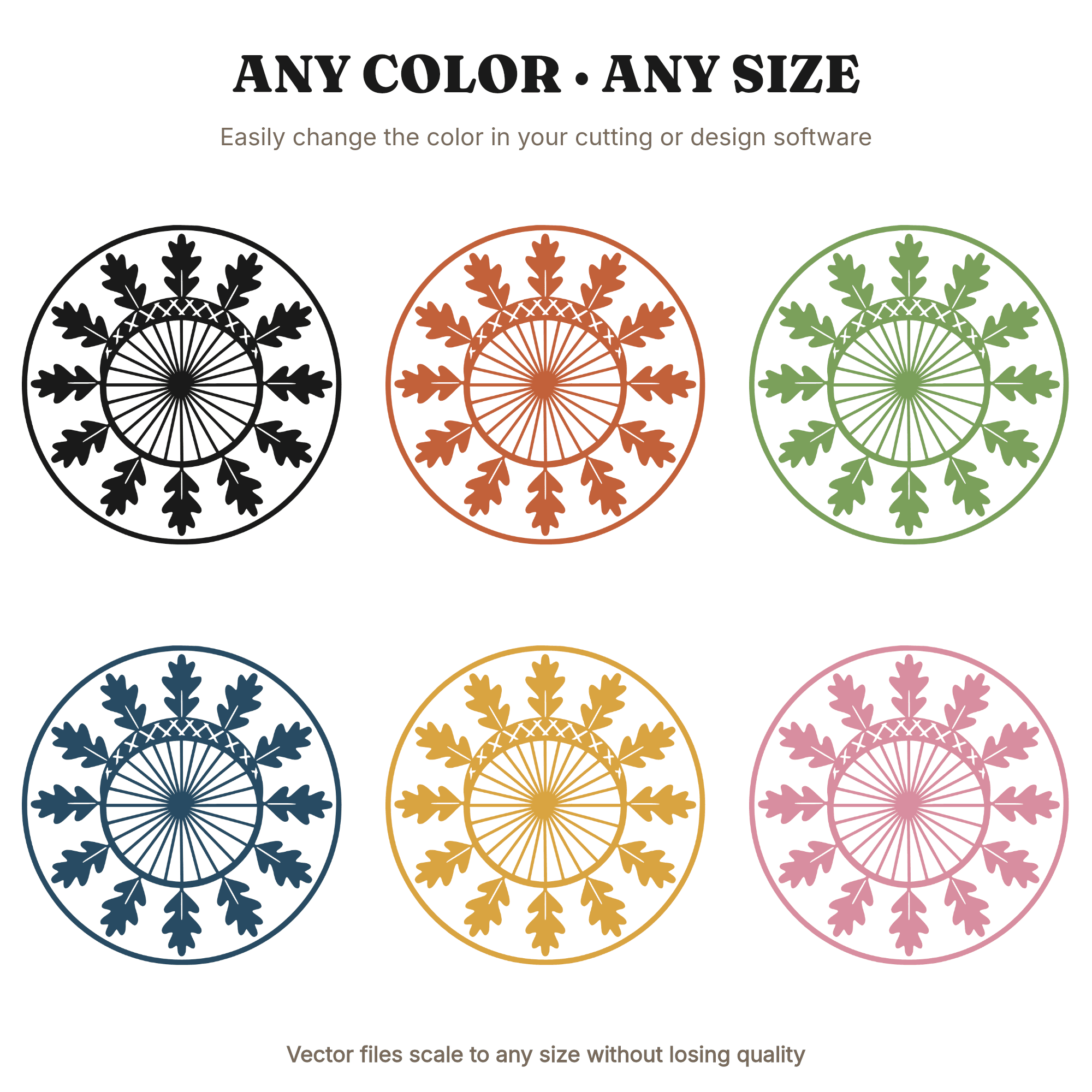Acorn Mandala SVG, Oak Leaf Fall Autumn Cut File, Mid Century Minimal PNG, Worm's Eye View Design, view 2