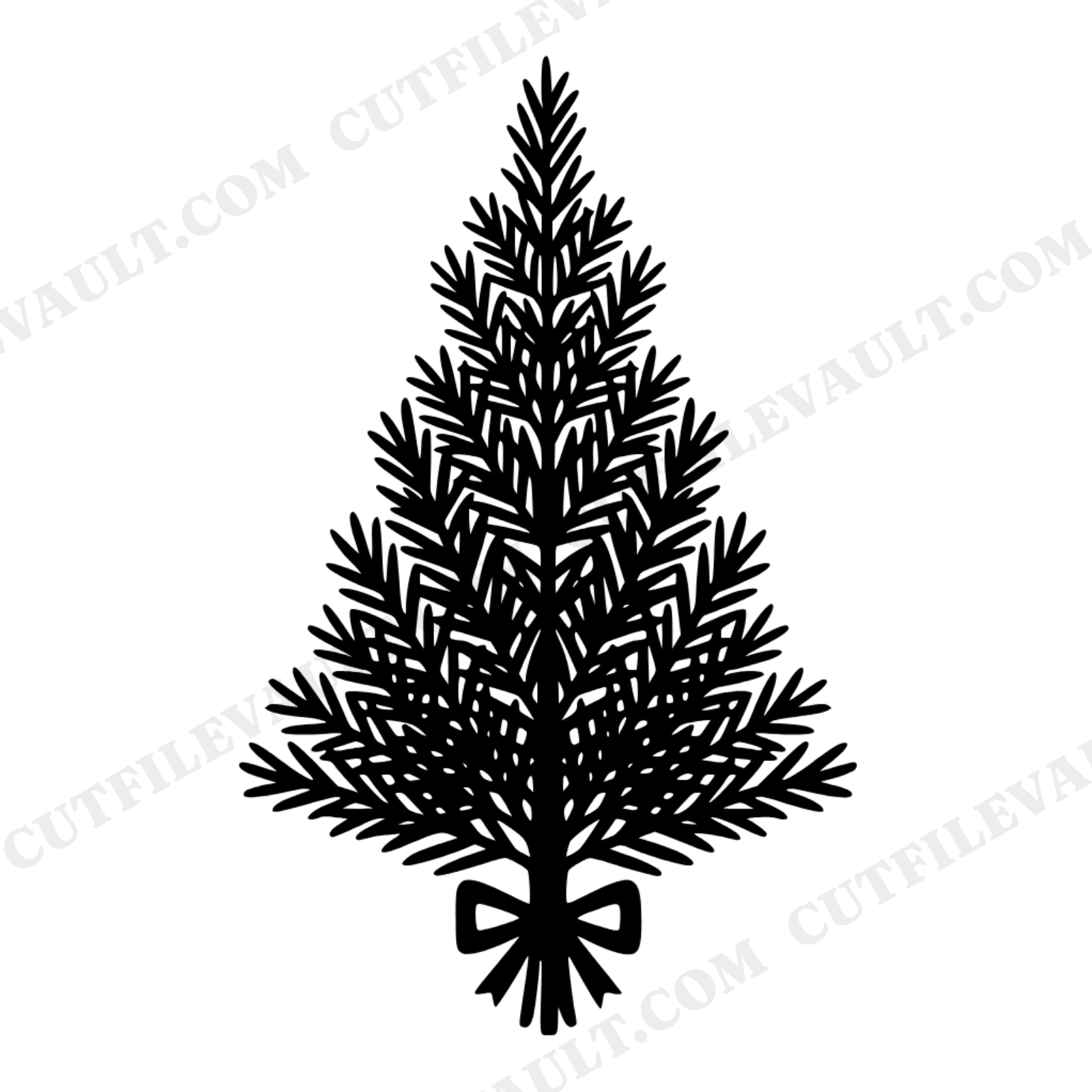 Rosemary Bundle Christmas Tree SVG PNG, Mid Century Botanical Holiday Silhouette Cut File, view 1