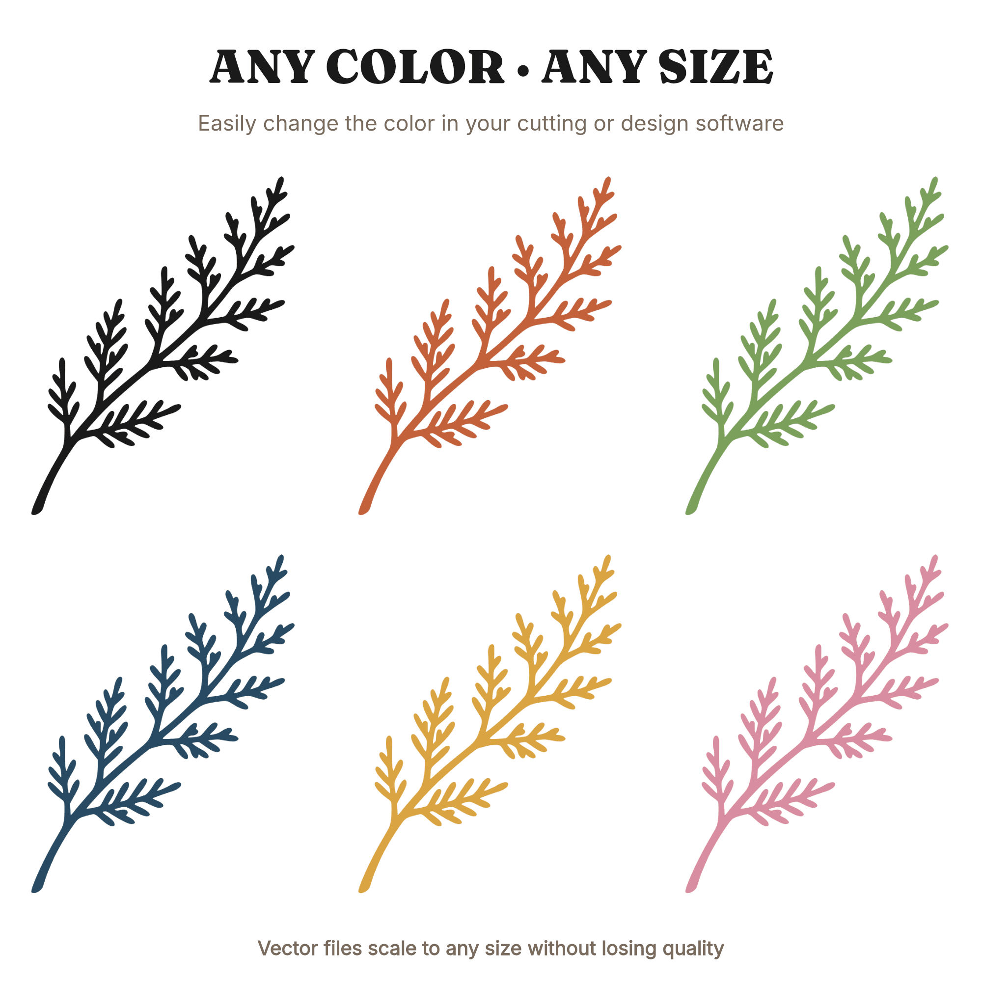 Diagonal Cedar Bough Corner SVG PNG, Boho Christmas Evergreen Branch Silhouette Cut File, view 2