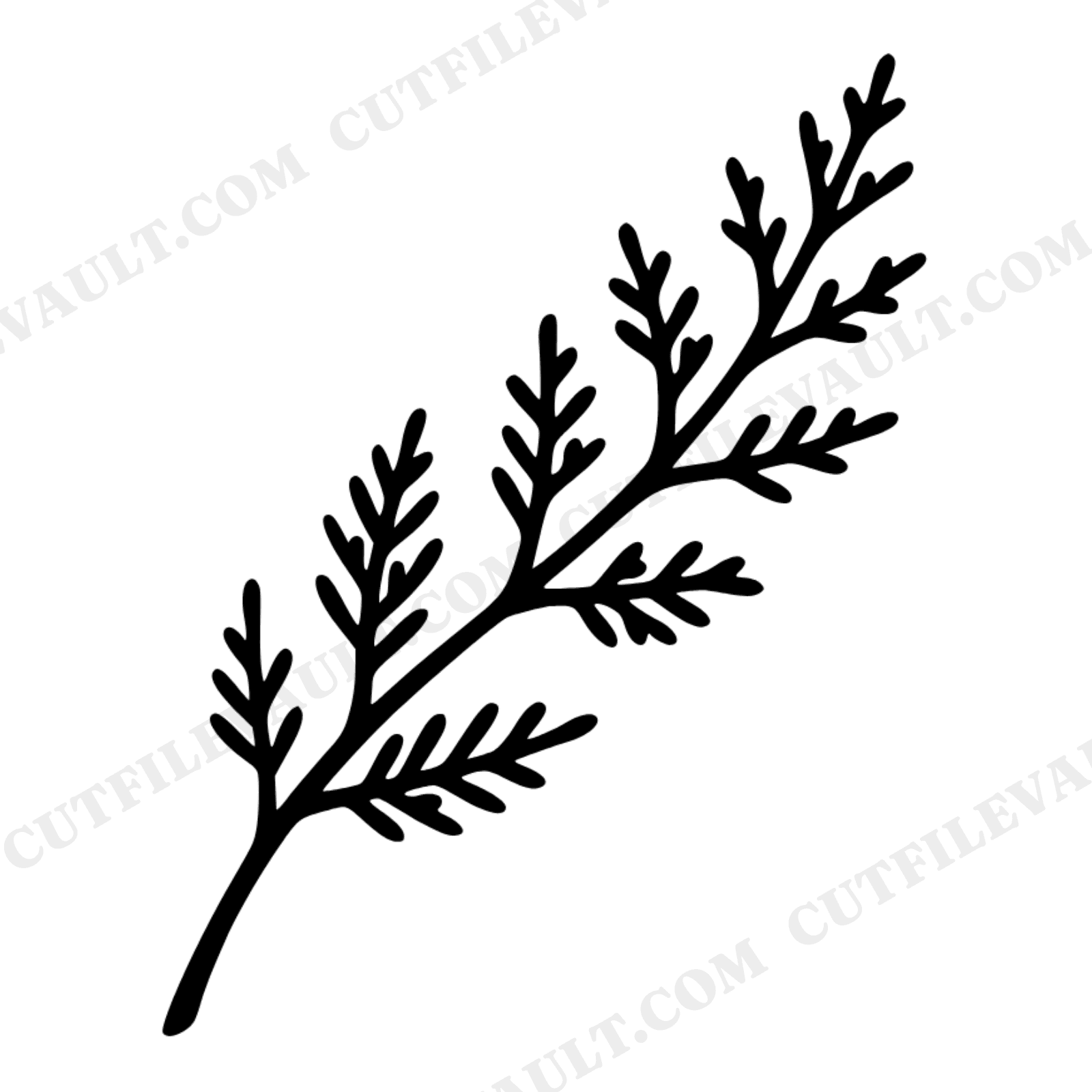 Diagonal Cedar Bough Corner SVG PNG, Boho Christmas Evergreen Branch Silhouette Cut File, view 1