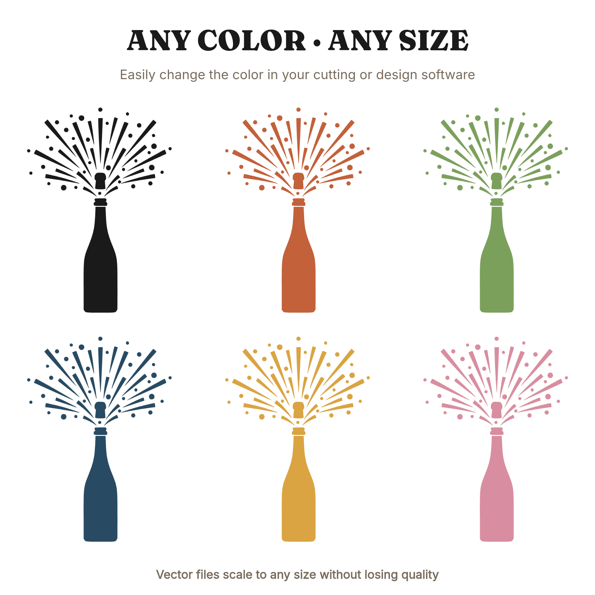 Champagne Bottle Pop Confetti SVG PNG, Celebration Silhouette Cut File for Cricut & Silhouette, view 2