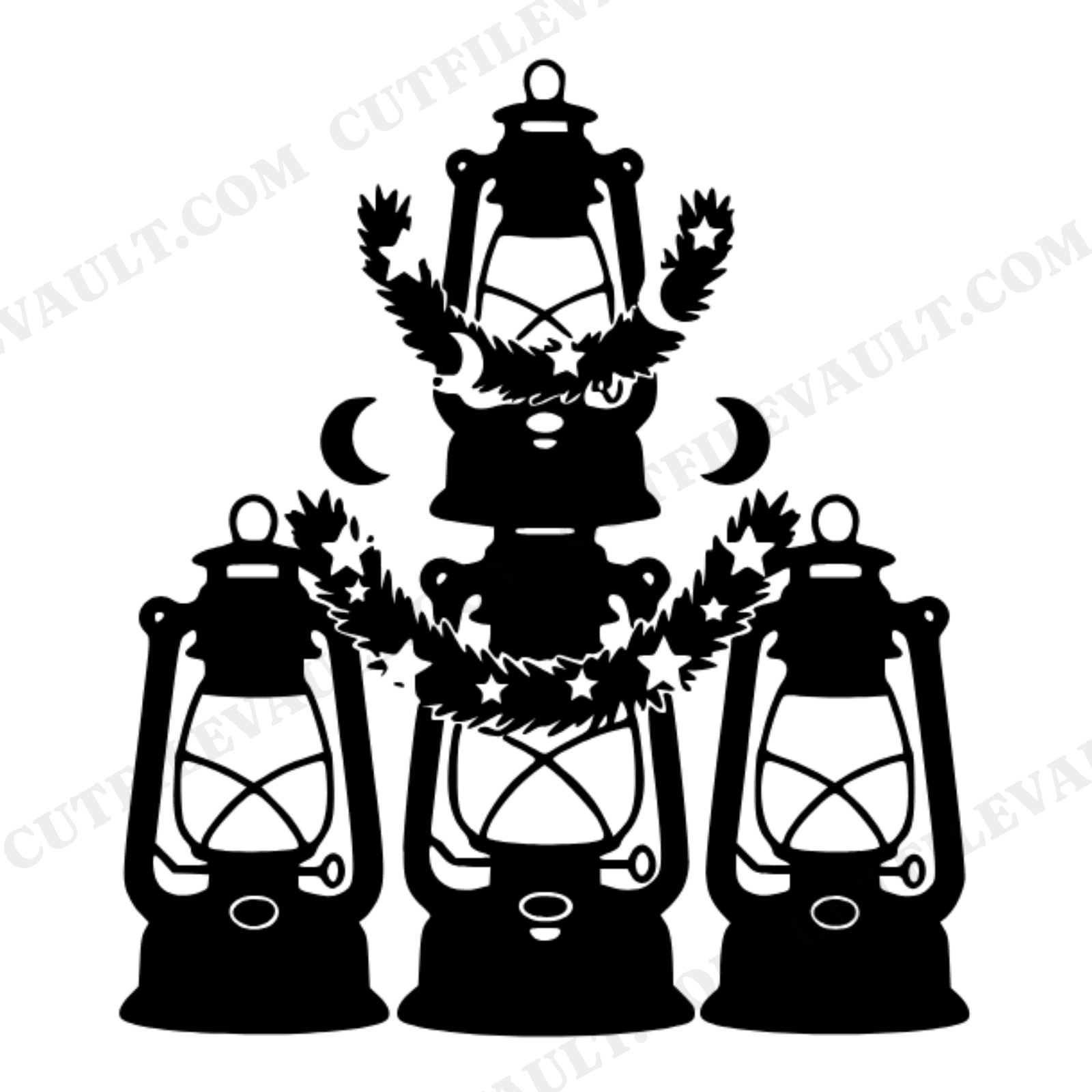 Celestial Christmas Camping Lantern Pyramid SVG PNG, Mystical Holiday Outdoor Adventure Cut File, view 1