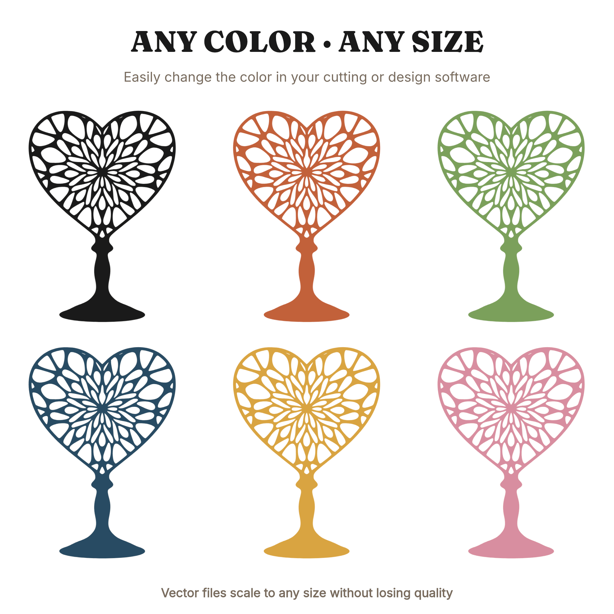 Heart Cake Stand Stained Glass Mandala SVG PNG, Valentine Dessert Table Decor Cut File, view 2