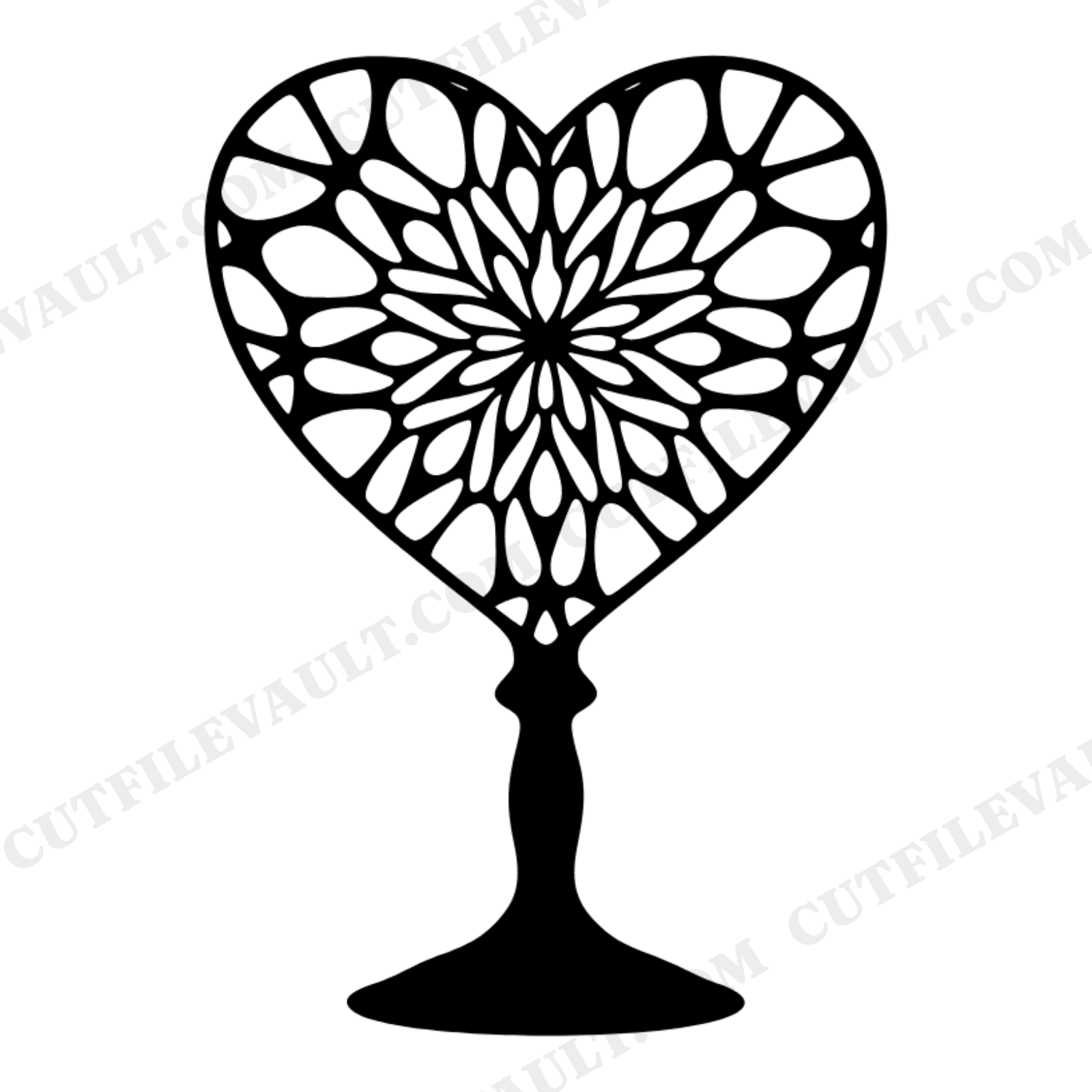 Heart Cake Stand Stained Glass Mandala SVG PNG, Valentine Dessert Table Decor Cut File, view 1