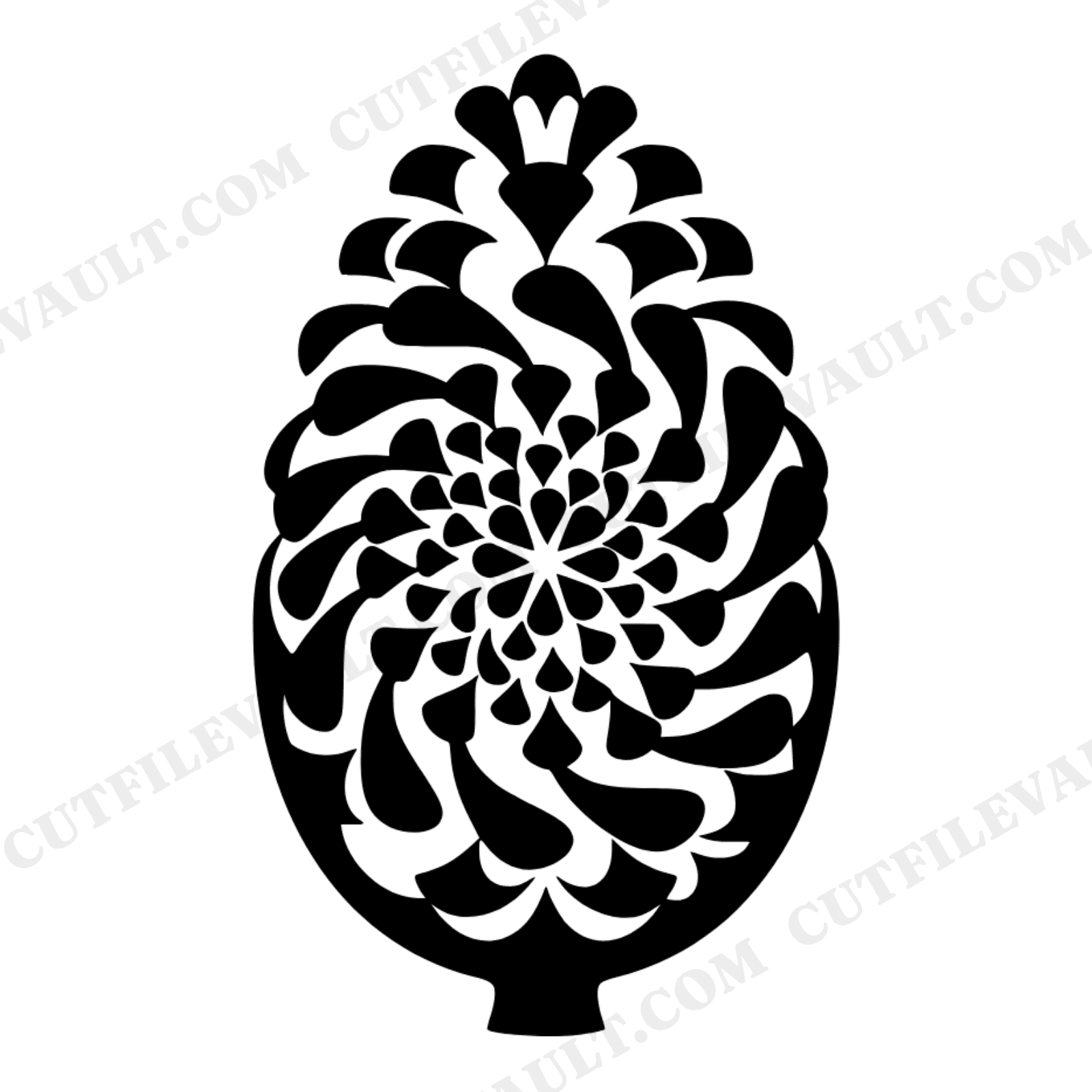 Botanical Pine Cone Mandala SVG PNG, Mid Century Holiday Silhouette Cut File for Cricut, view 1