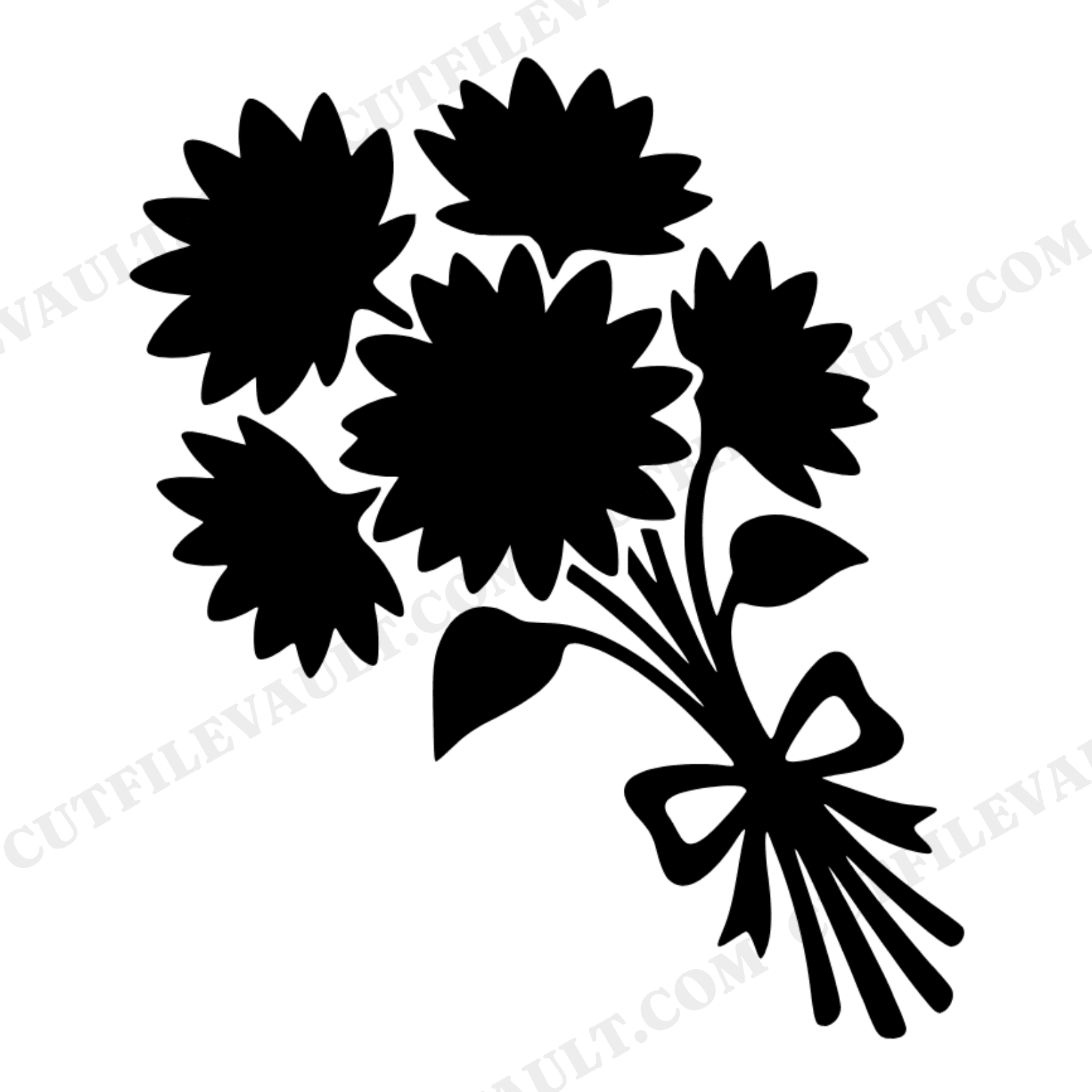 Diagonal Sunflower Bouquet SVG PNG, Abstract Sunflower with Ribbon Wrap Cut File for Cricut, view 1