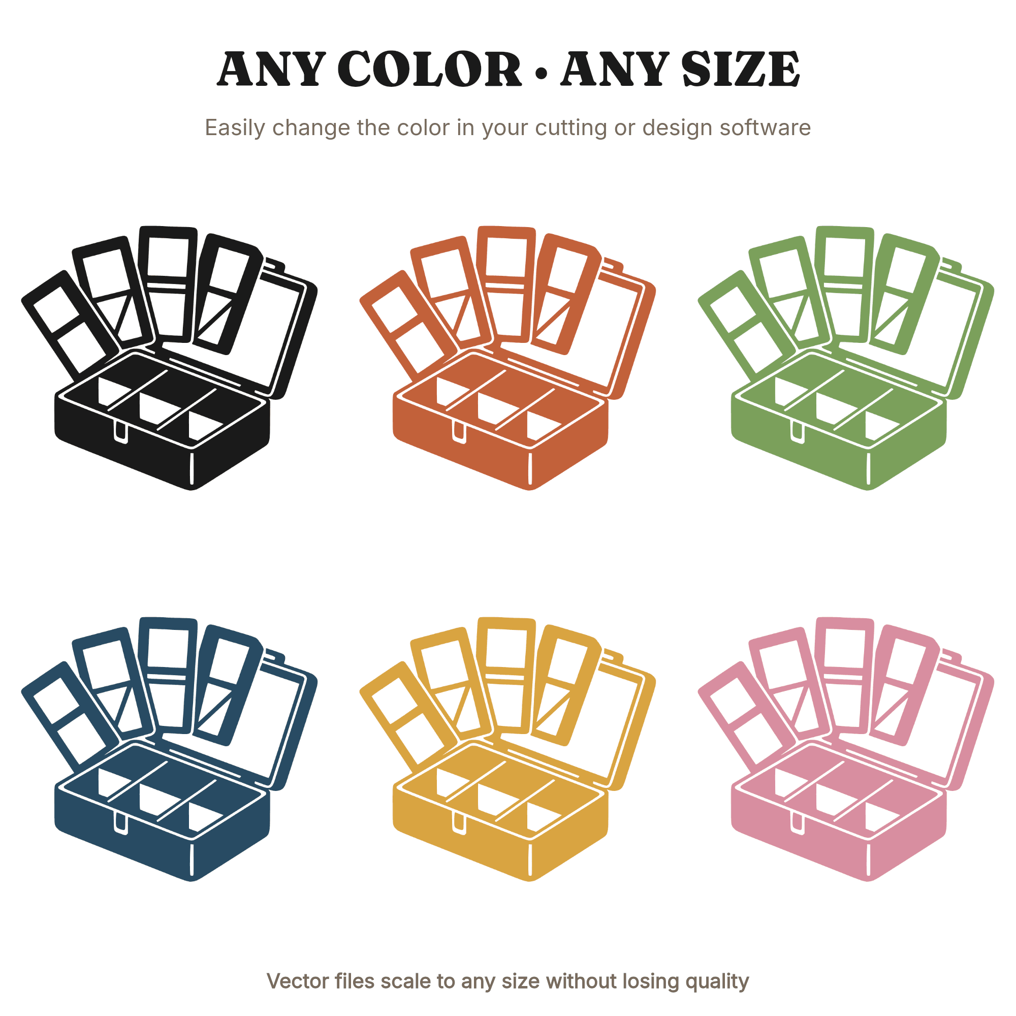 Mid Century Tackle Box SVG PNG, Vintage Fishing Open Tackle Box Cut File, Retro Outdoor Design, view 2