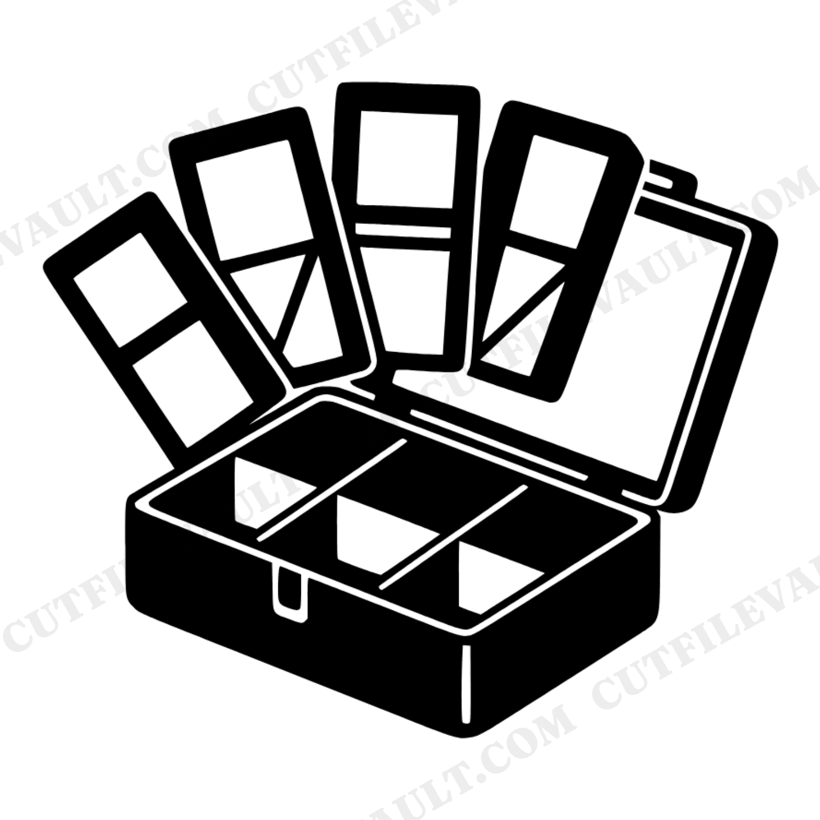 Mid Century Tackle Box SVG PNG, Vintage Fishing Open Tackle Box Cut File, Retro Outdoor Design, view 1