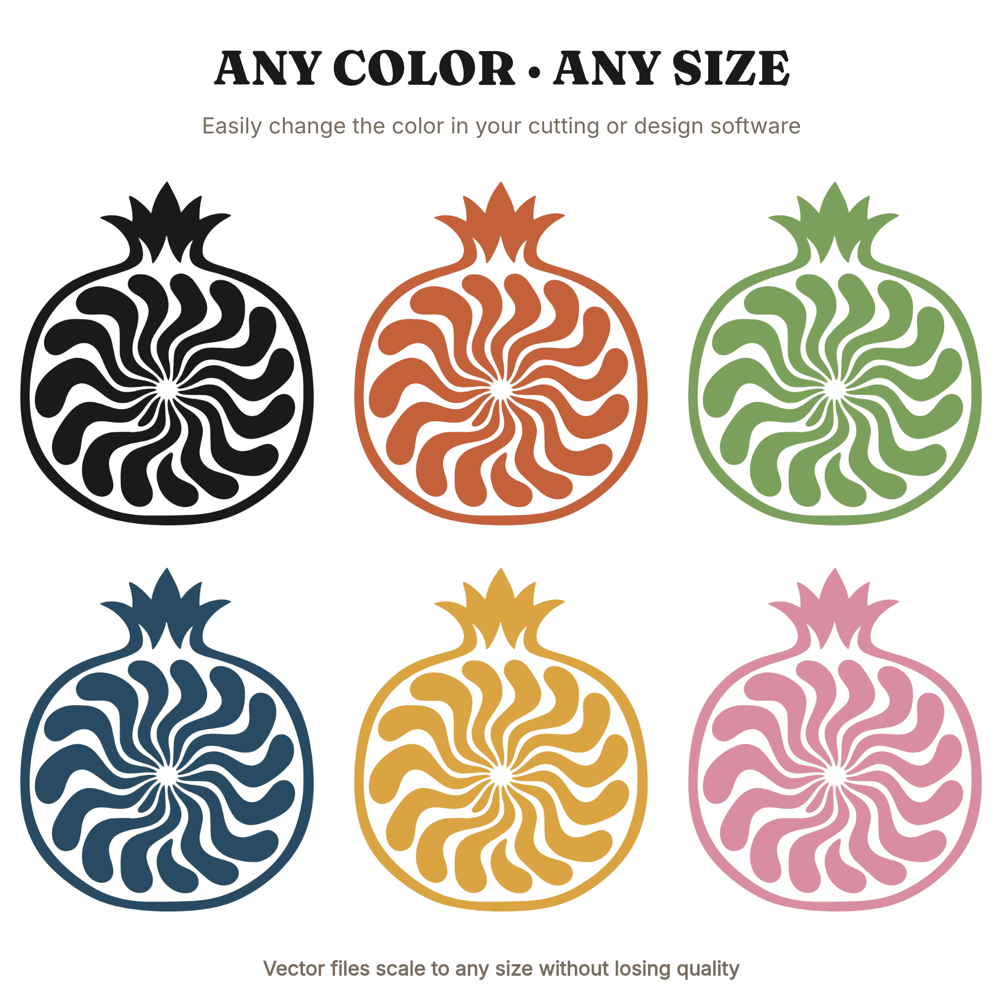 Groovy Pomegranate Mandala SVG PNG, Retro 70s New Year Abundance Cut File for Cricut, view 2