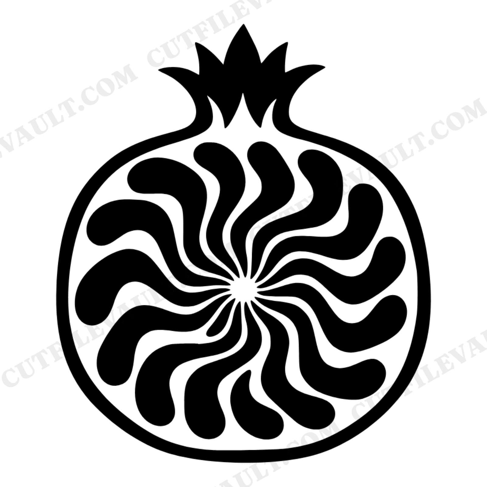 Groovy Pomegranate Mandala SVG PNG, Retro 70s New Year Abundance Cut File for Cricut, view 1