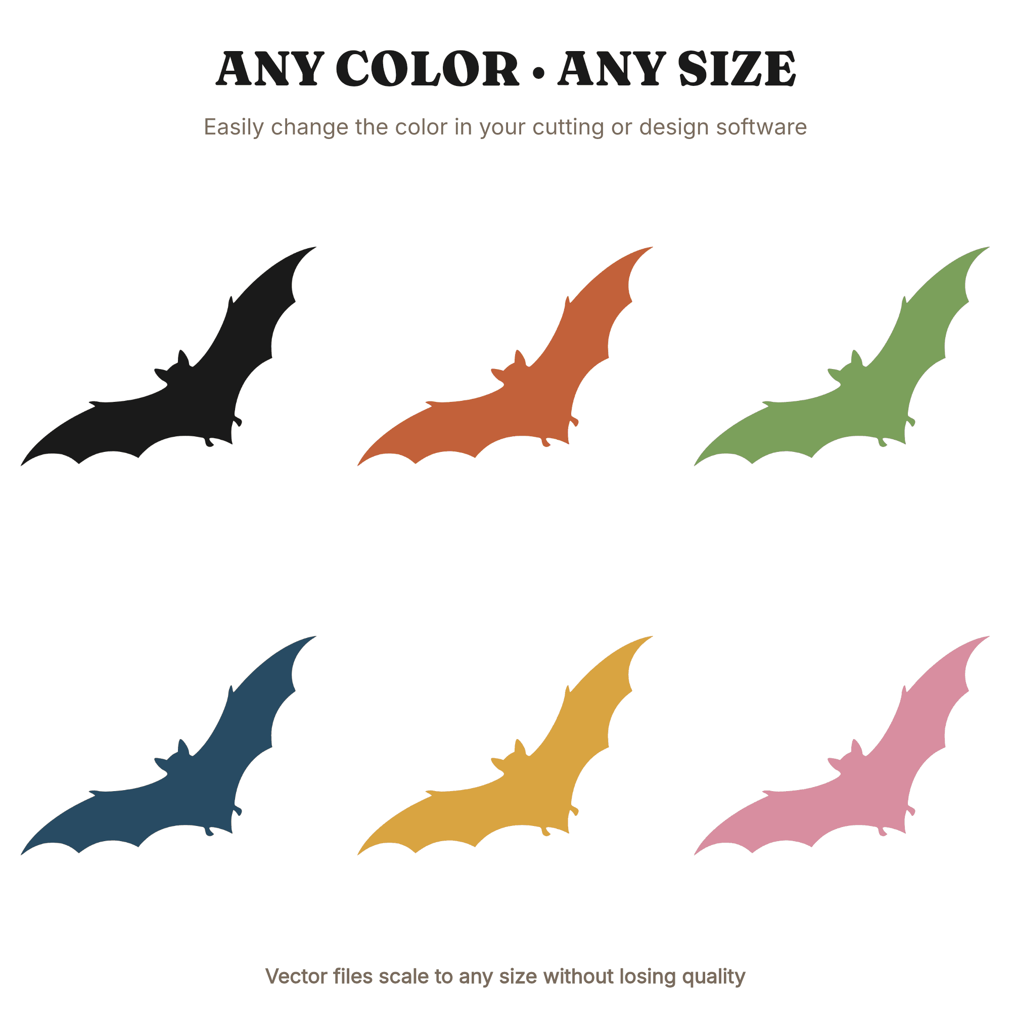 Upward Swooping Bat SVG PNG, Halloween Bat Silhouette Cut File, Flying Bat Window Cling Design, view 2
