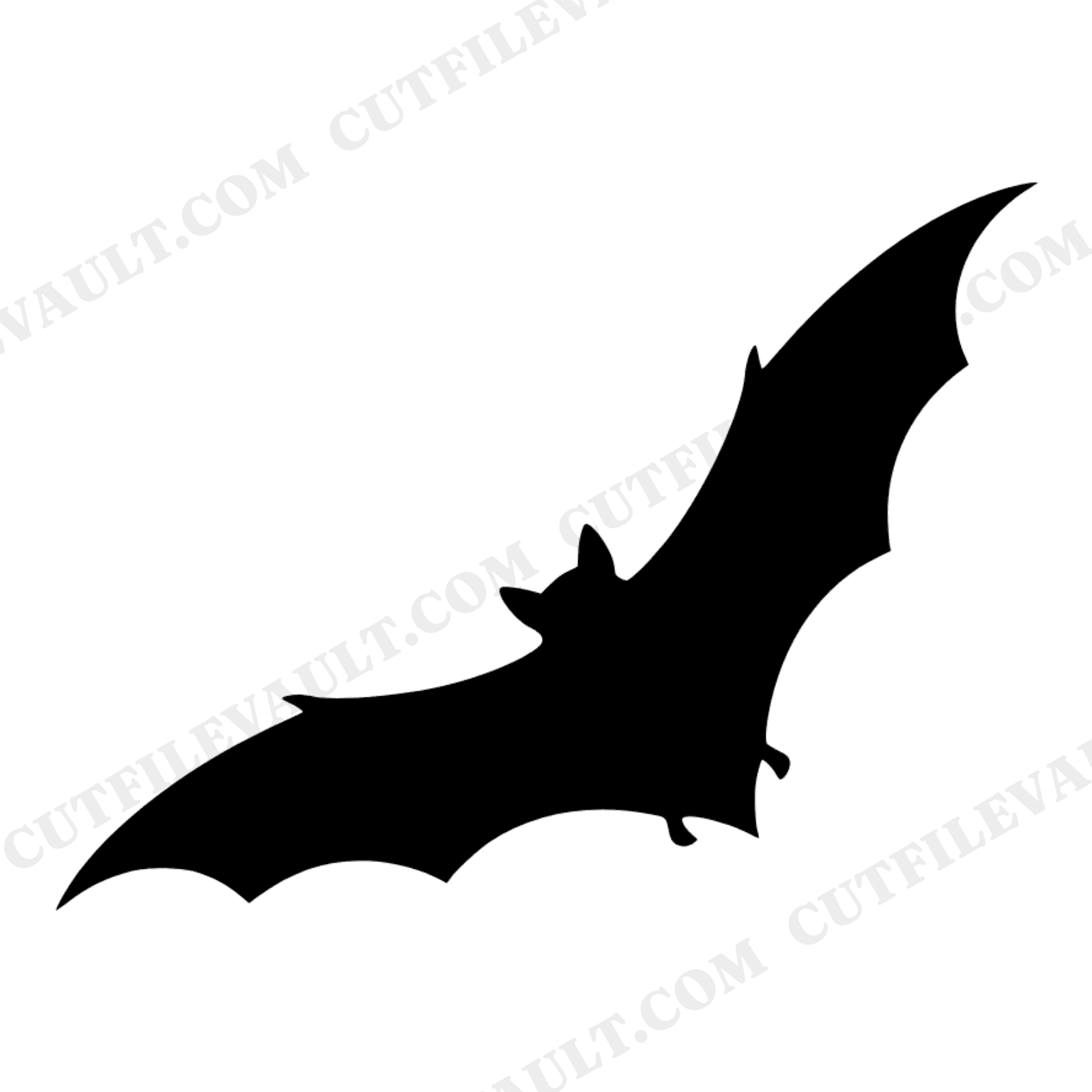 Upward Swooping Bat SVG PNG, Halloween Bat Silhouette Cut File, Flying Bat Window Cling Design, view 1